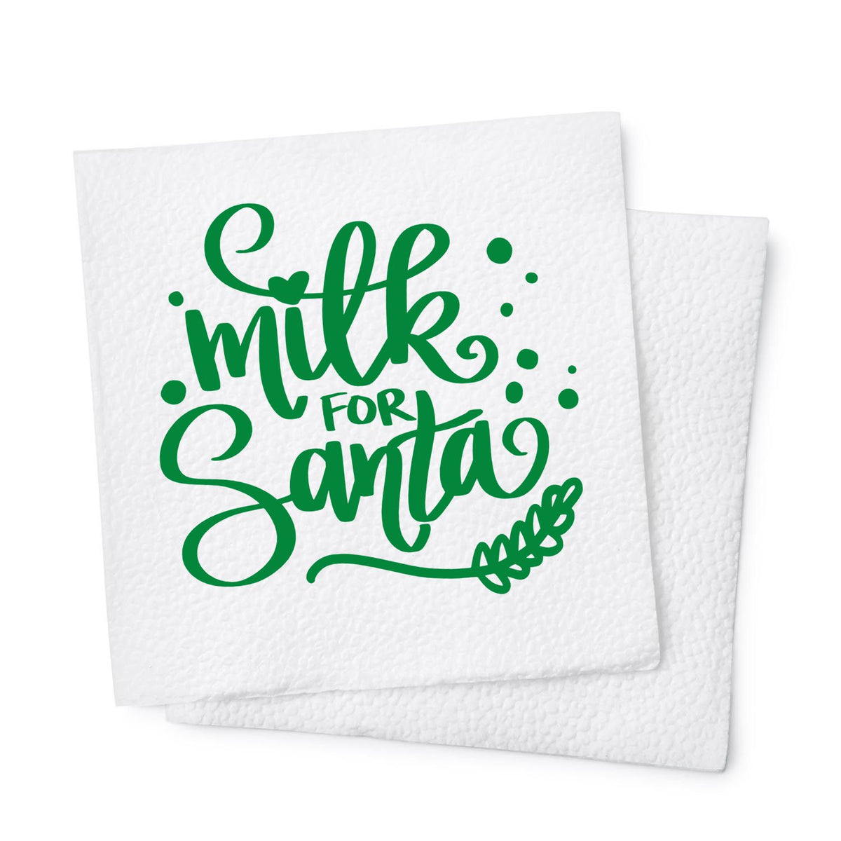 Milk for Santa rubber stamp design for Christmas cards, gift tags, and holiday crafts with playful green handwritten lettering
