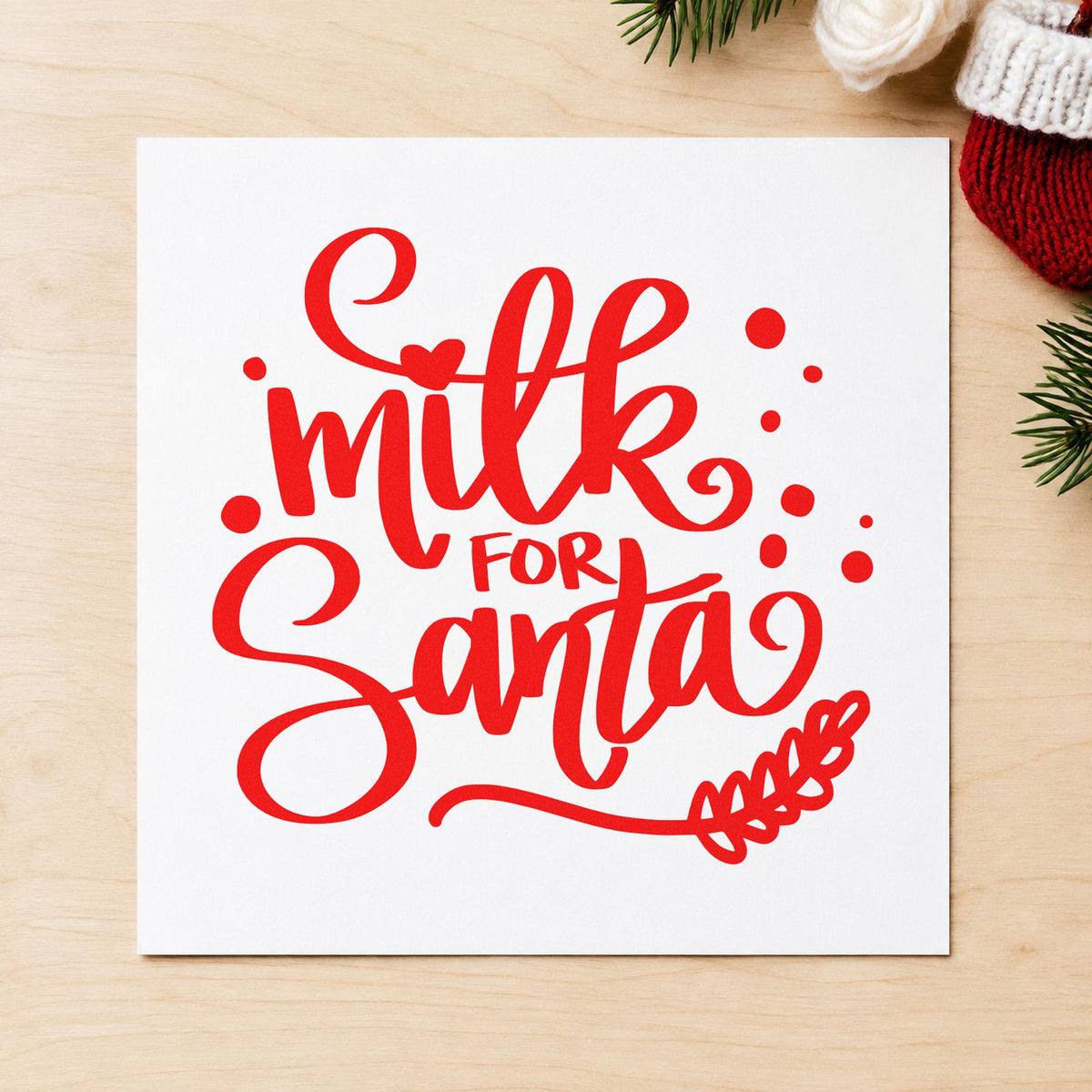 Milk For Santa Botanical Sprig Hand Stamp – Duo in use 5