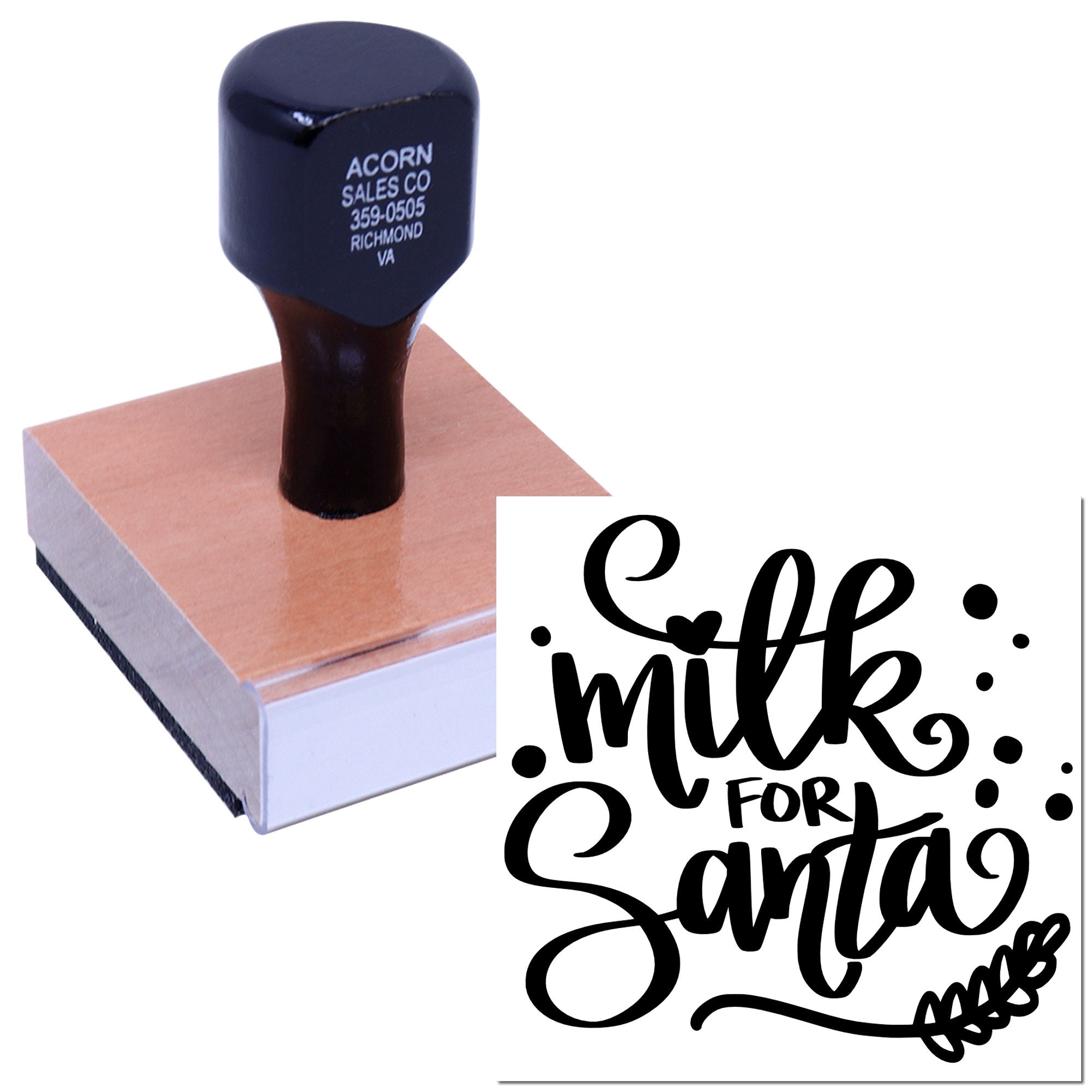Custom Milk for Santa rubber stamp with matching imprint for holiday milk and cookies.