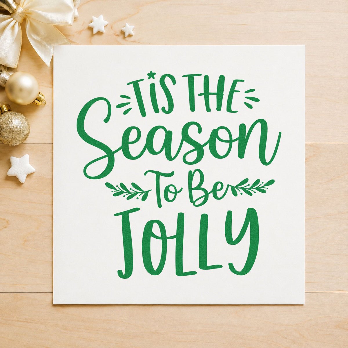 Tis Season To Be Jolly Sprigs Rubber Stamp – Duo Hand in use 3