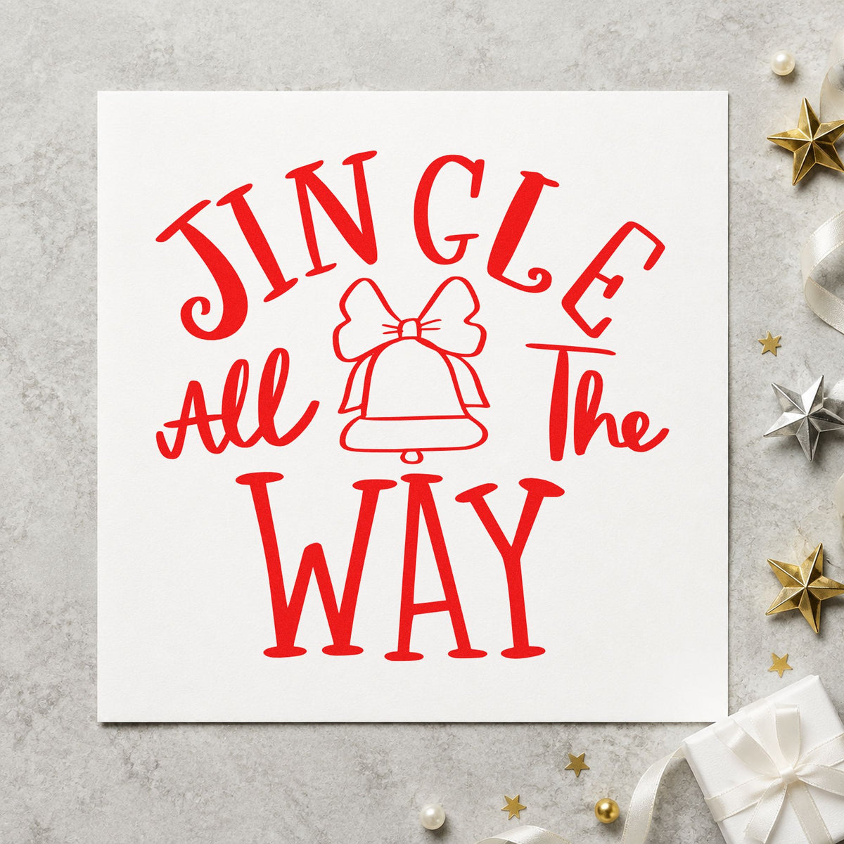 Jingle All The Way Bell Rubber Stamp – Duo Hand in use 5