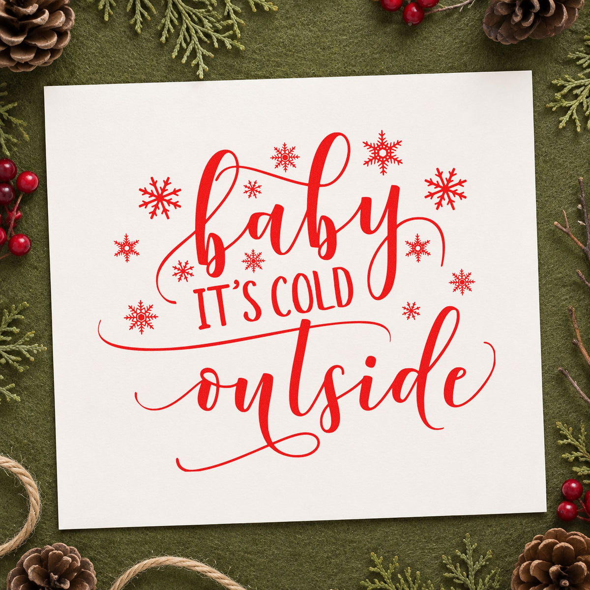 Baby It's Cold Outside Wood Handle Stamp in use 7