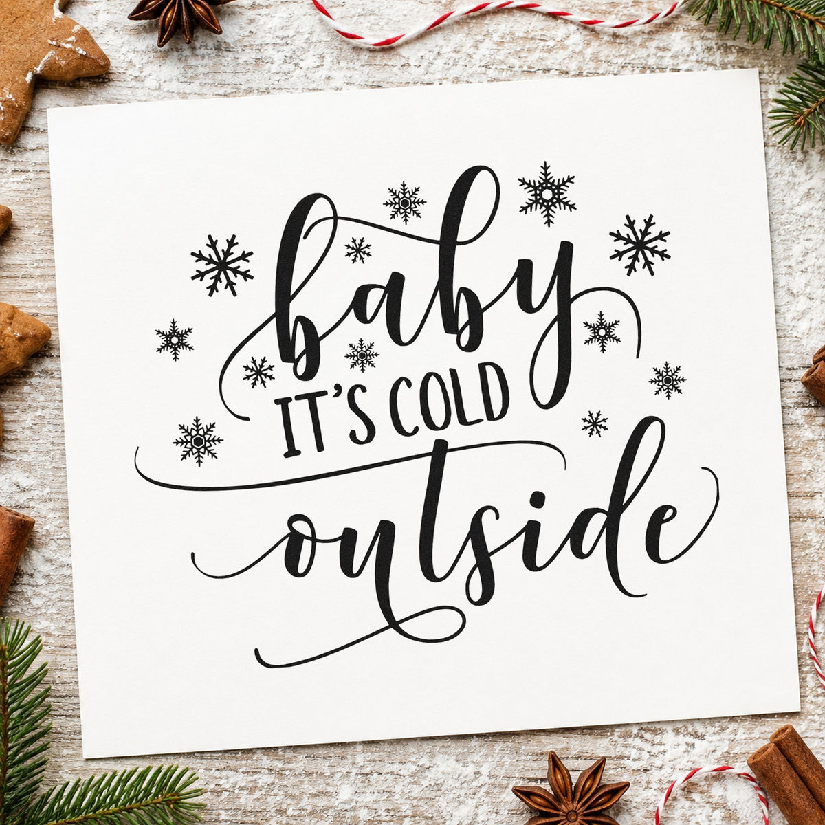 Slim Pre-Inked Baby It's Cold Outside Stamp in use 9
