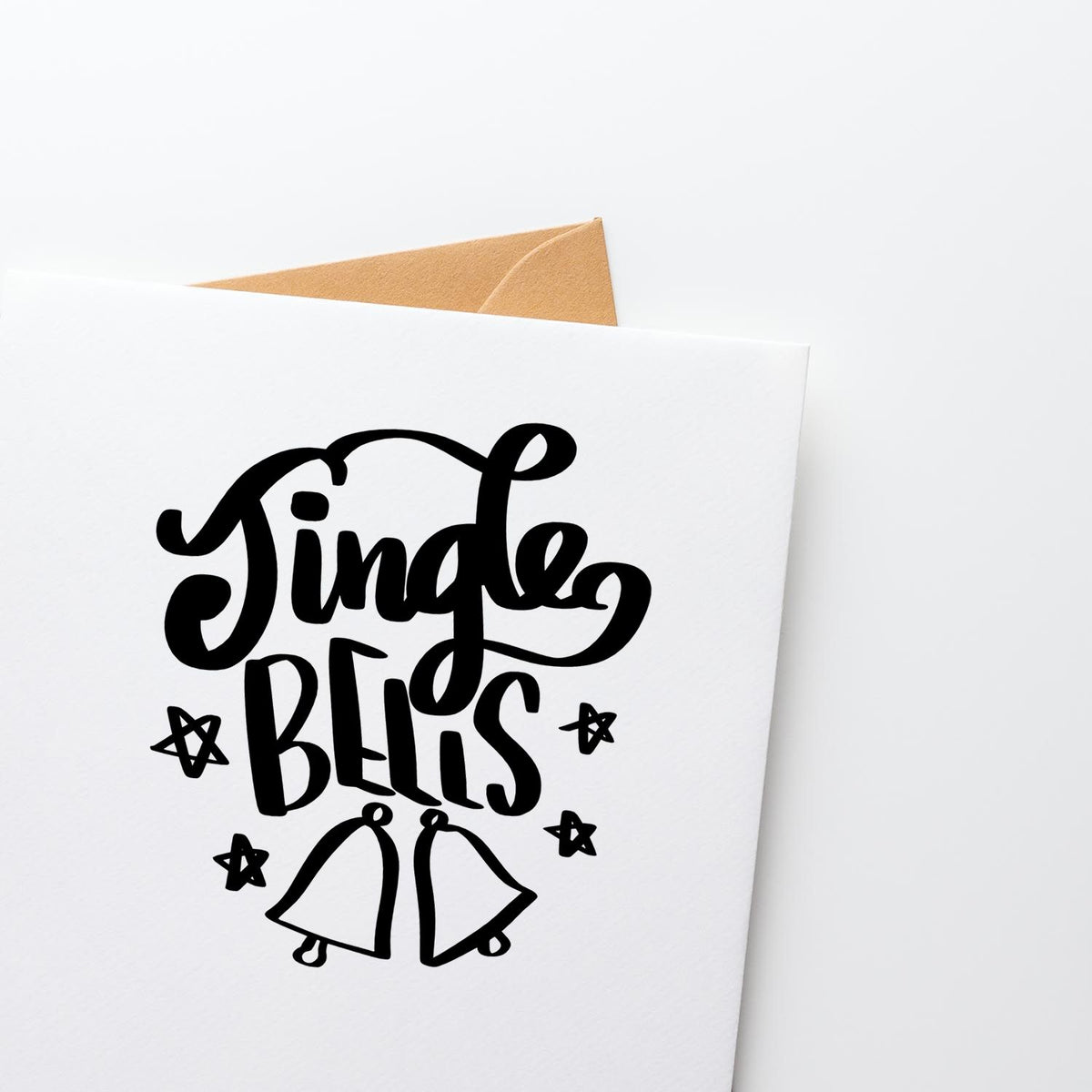 Single Bells holiday rubber stamp with bells for Christmas cards, handmade gifts, and festive stationery.