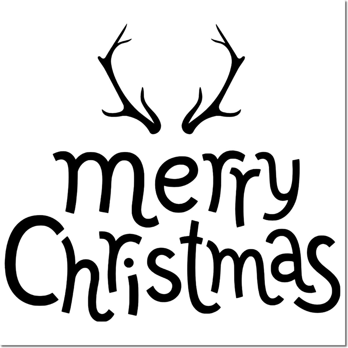 Merry Christmas antler rubber stamp design for holiday cards and festive crafting