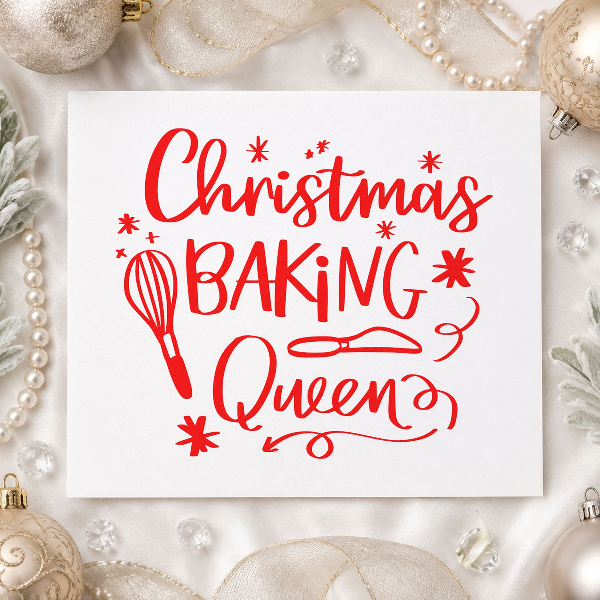 Christmas Baking Queen Whisk And Server Hand Stamp – Duo in use 5