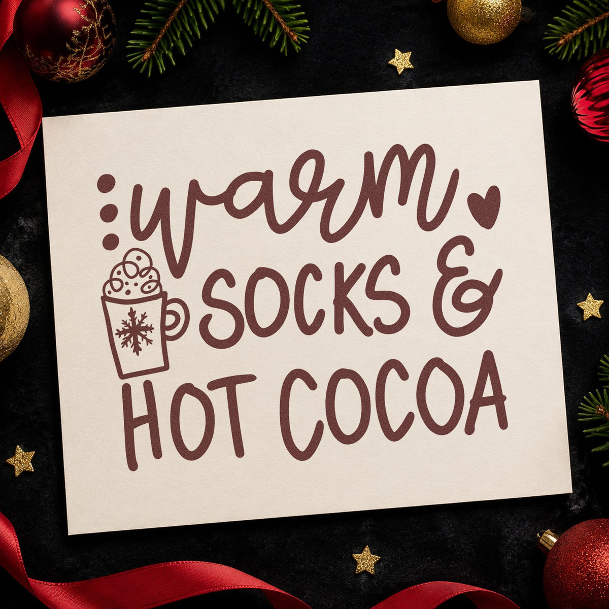 Warm Socks And Hot Cocoa Compact Pre-Inked Stamp – Slim in use 4
