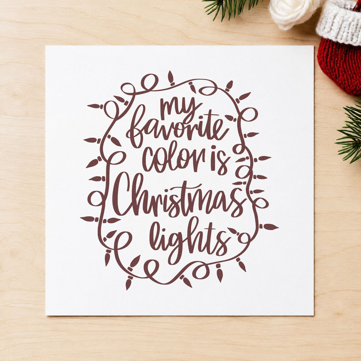 Favorite Color Christmas Lights Rubber Stamp – Wood Handle in use 4