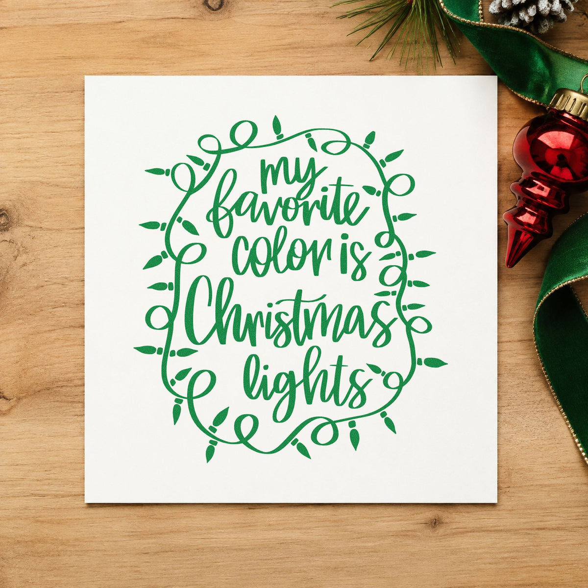 Favorite Color Christmas Lights Rubber Stamp – Wood Handle in use 8