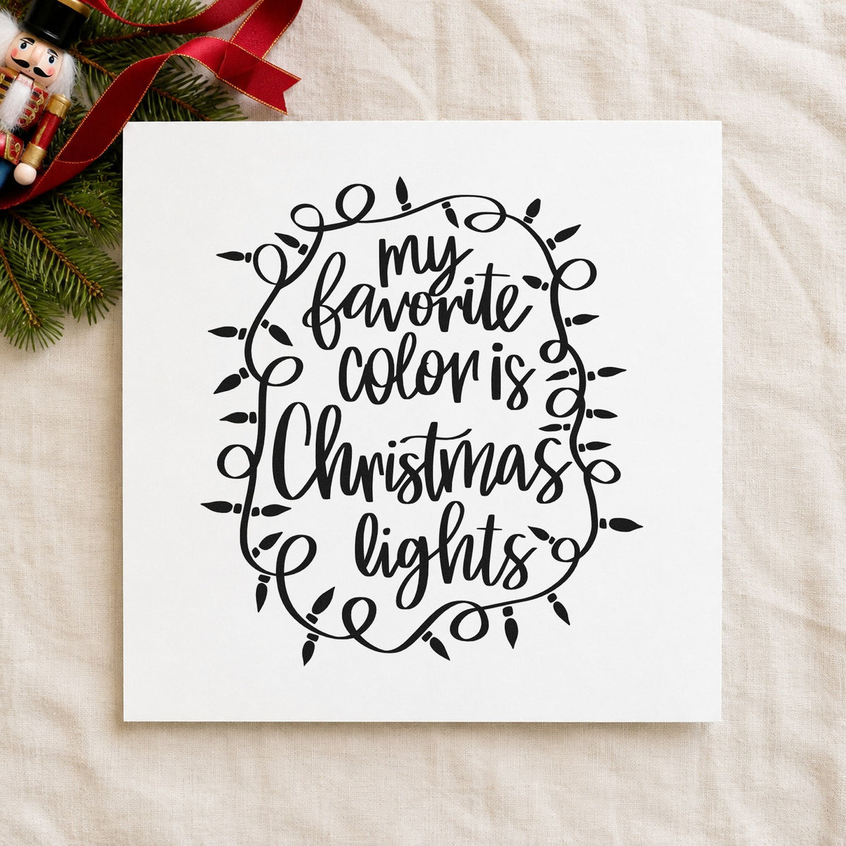Favorite Color Christmas Lights Rubber Stamp – Wood Handle in use 9