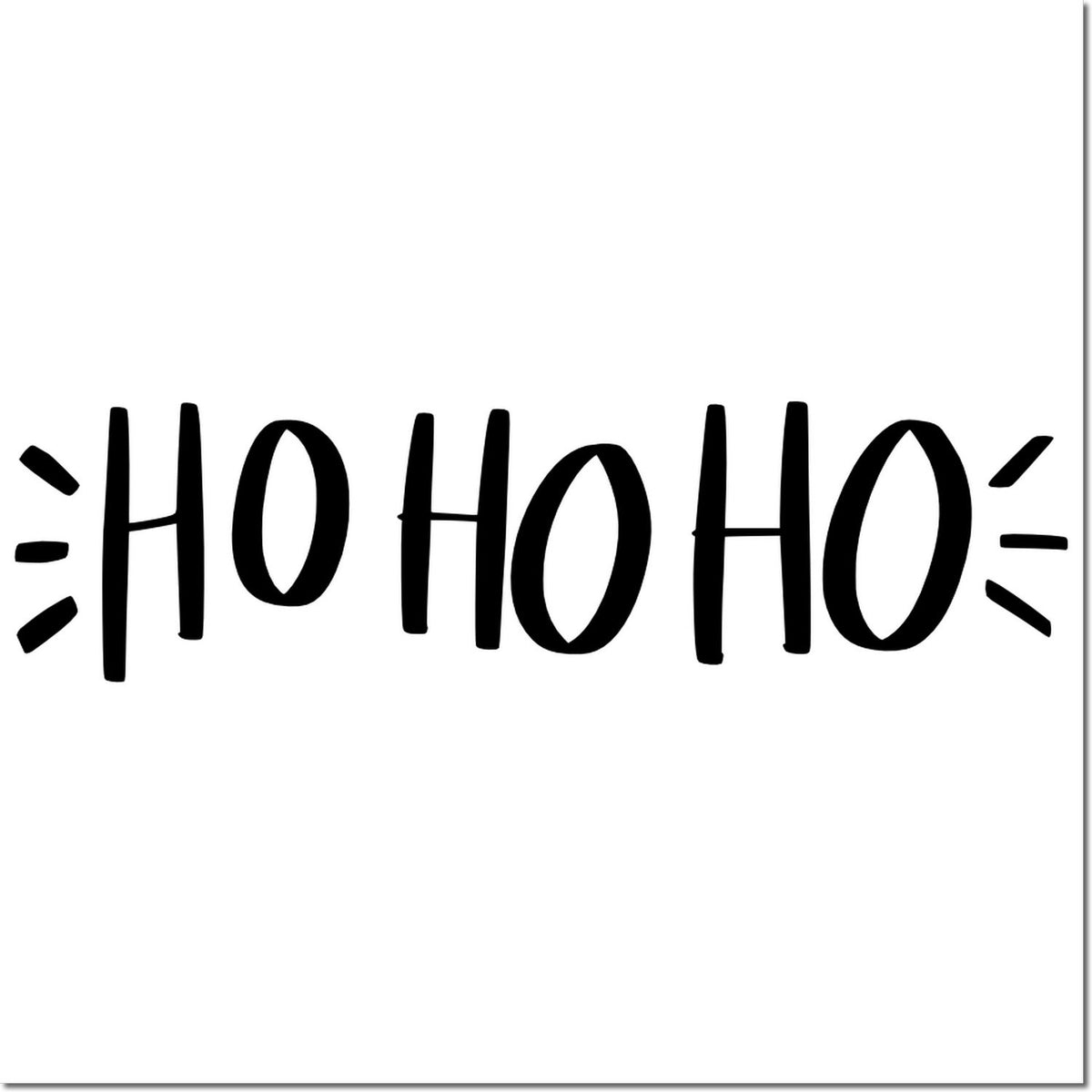 HO HO HO Christmas rubber stamp design in bold black lettering for holiday cards, crafts, and festive packaging.