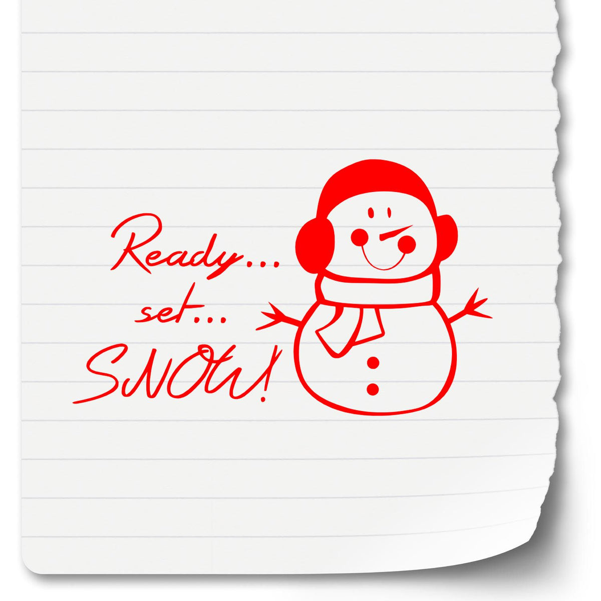 Ready Set Snow snowman rubber stamp design for winter cards, scrapbooking, and holiday crafts.
