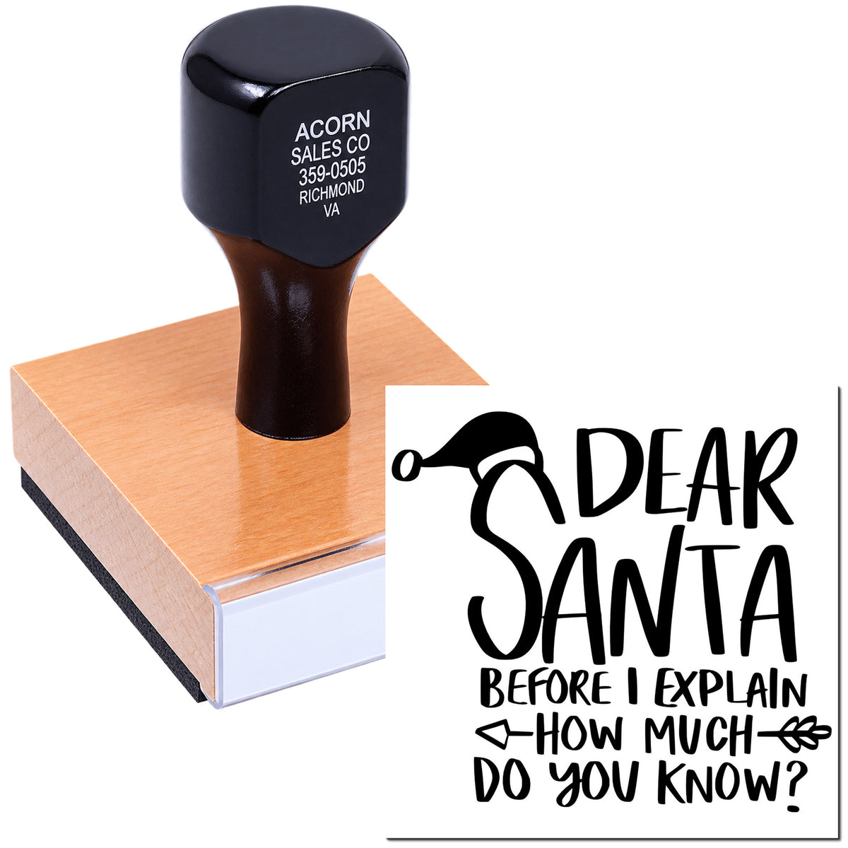 Christmas rubber stamp featuring a "Dear Santa" message for holiday cards, crafts, and seasonal scrapbooking.