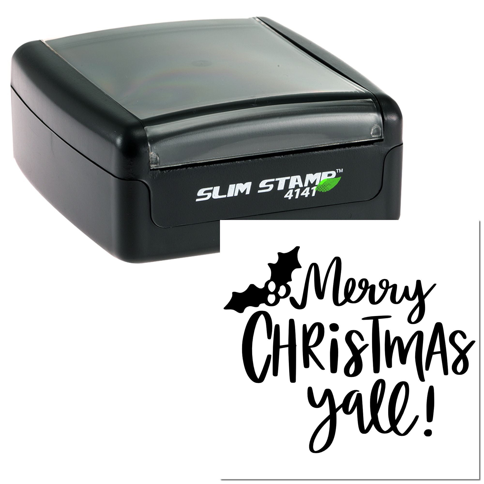 Slim Stamp 4141 self-inking rubber stamp with Merry Christmas yall holiday imprint design
