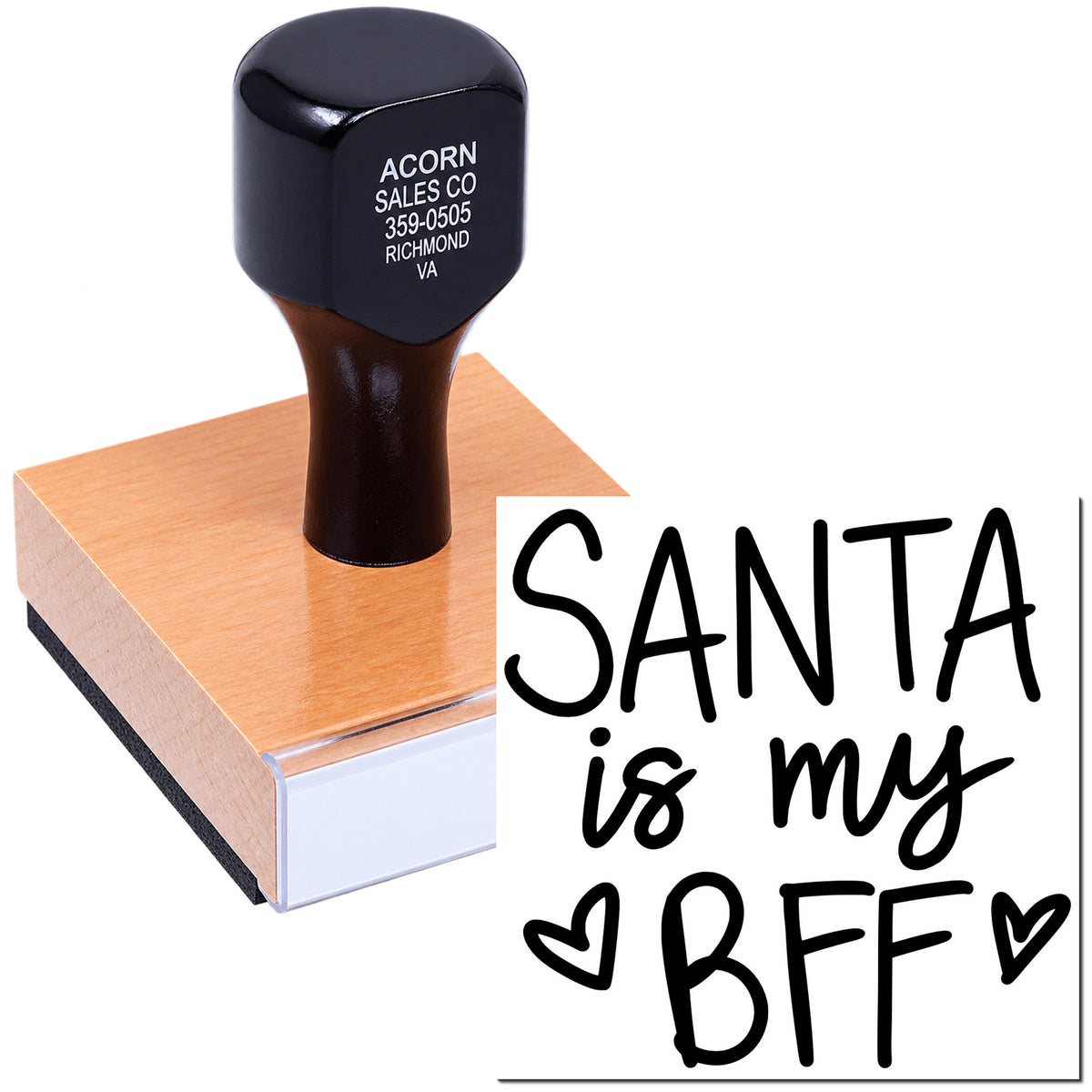 Self-inking rubber stamp with Santa is my BFF holiday message, perfect for custom Christmas cards and festive paper crafts.