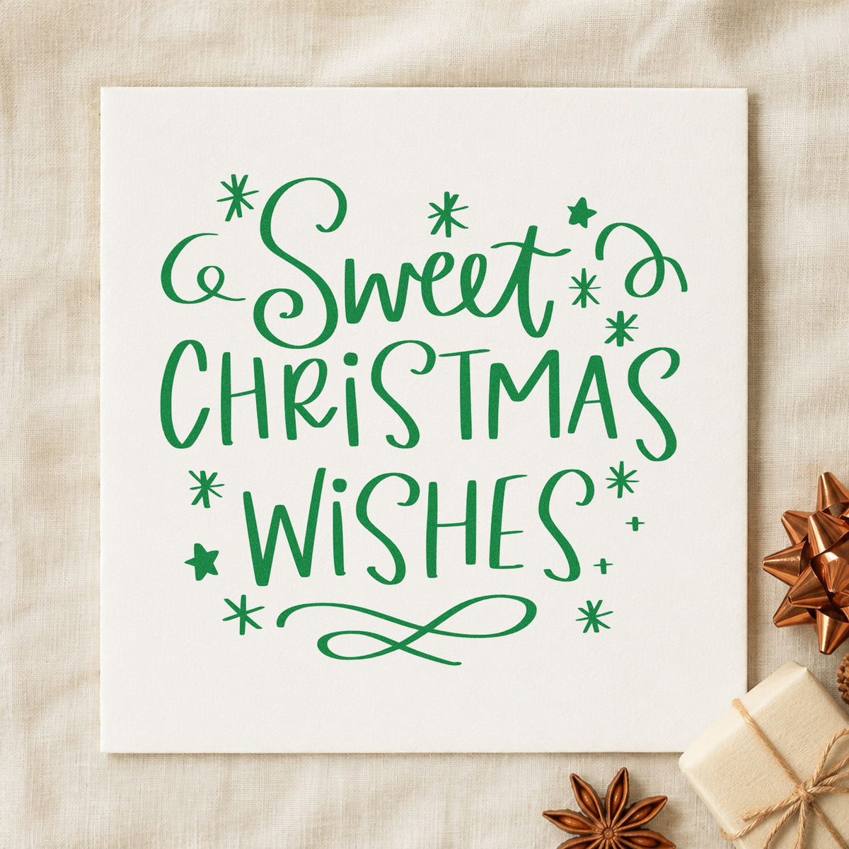 Sweet Christmas Wishes Rubber Stamp – Duo Hand in use 3