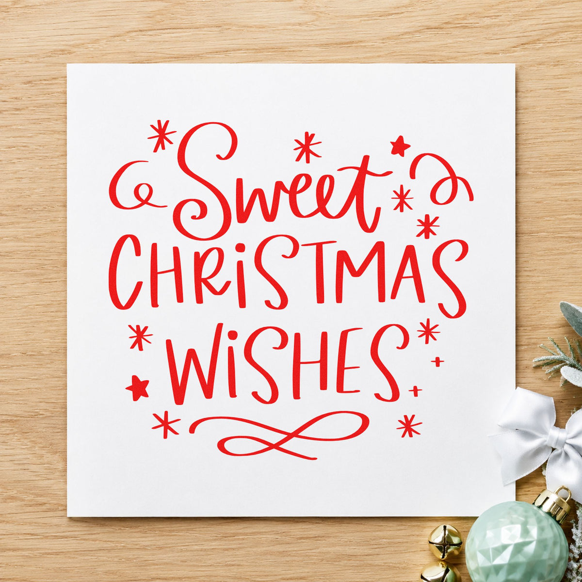 Sweet Christmas Wishes Rubber Stamp – Duo Hand in use 5