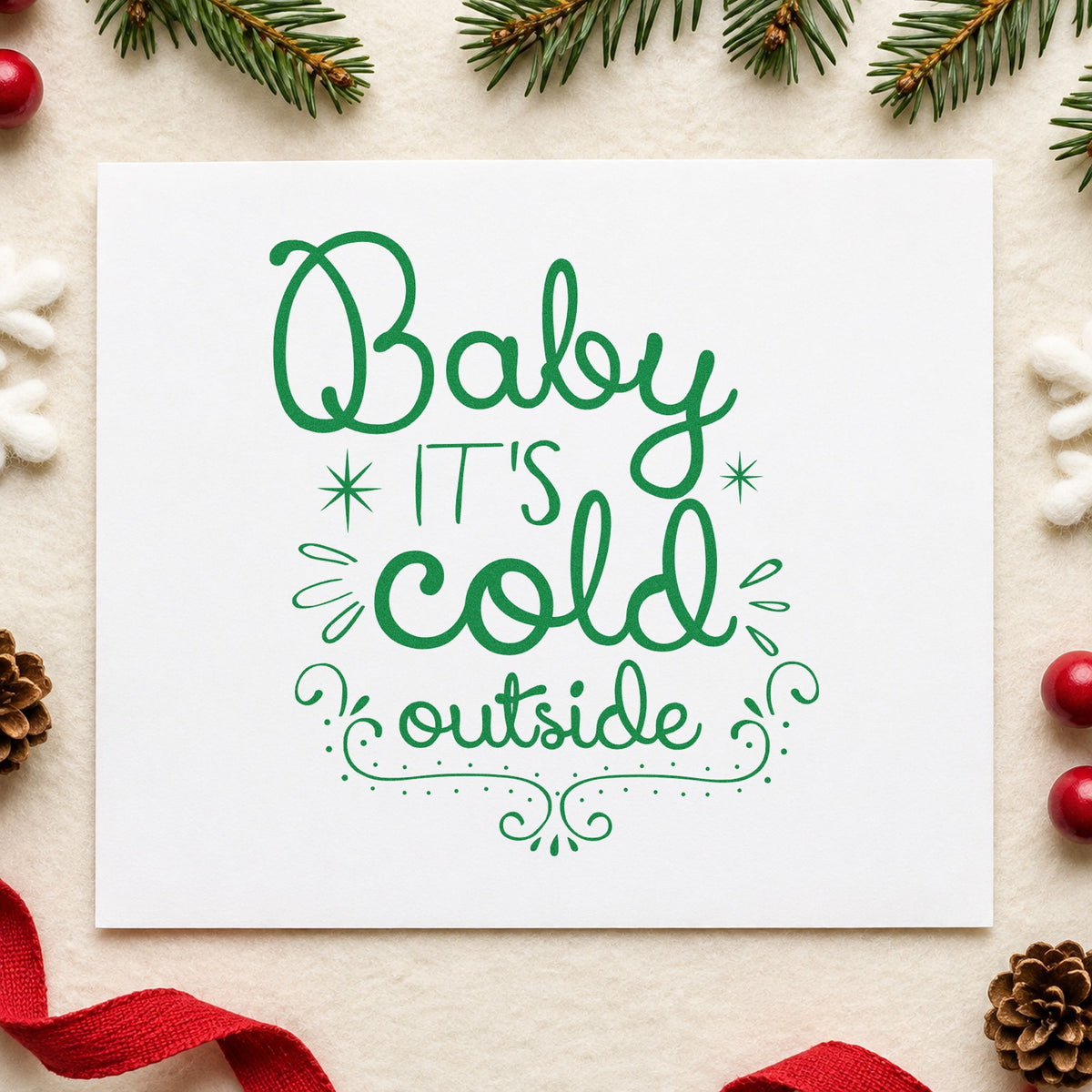 Baby It's Cold Outside Curls Pre-Inked Stamp – PSI in use 3