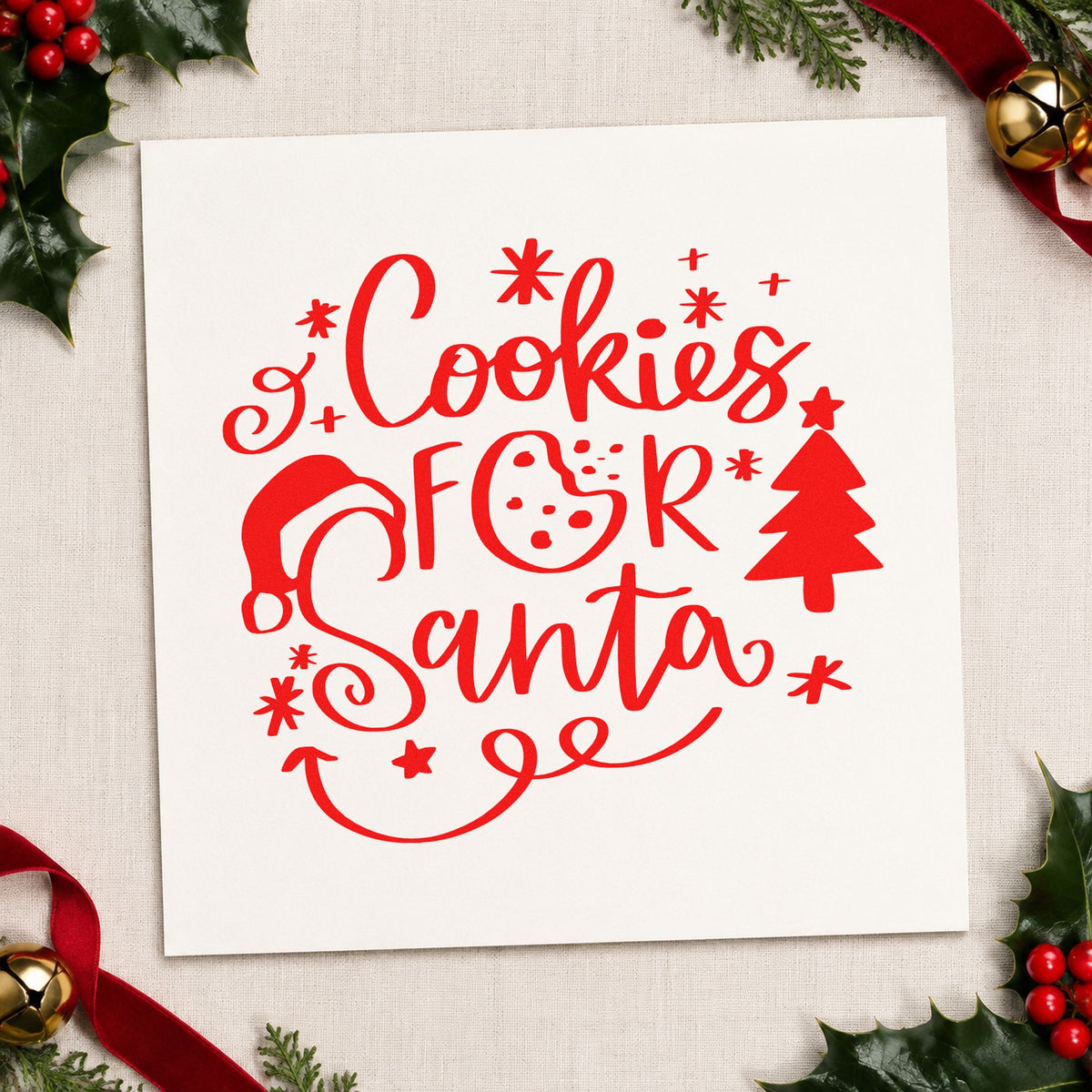 Cookies For Santa Rubber Stamp – Duo Hand in use 5