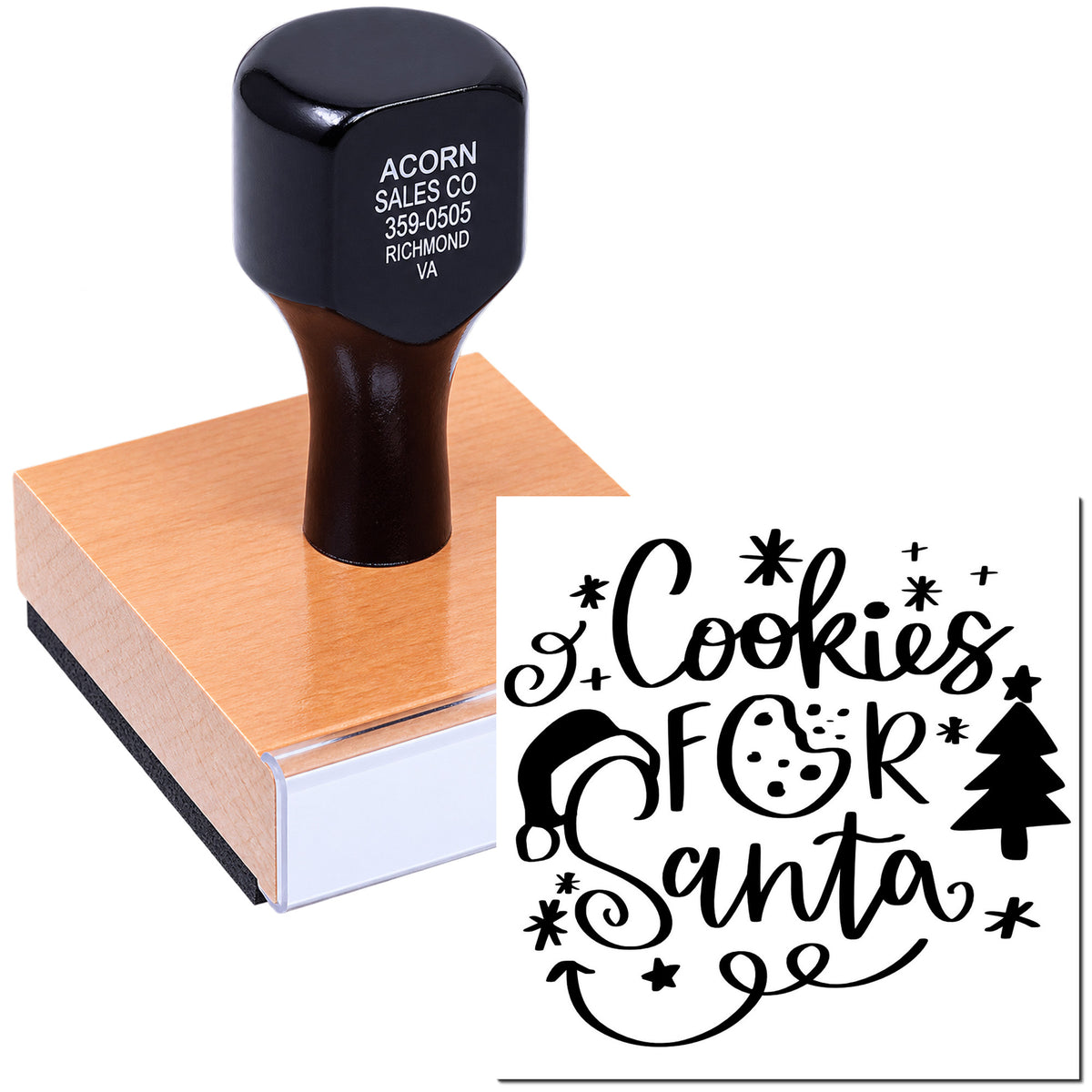Christmas cookie rubber stamp with Cookies for Santa design for holiday baking, gift tags, and festive packaging.