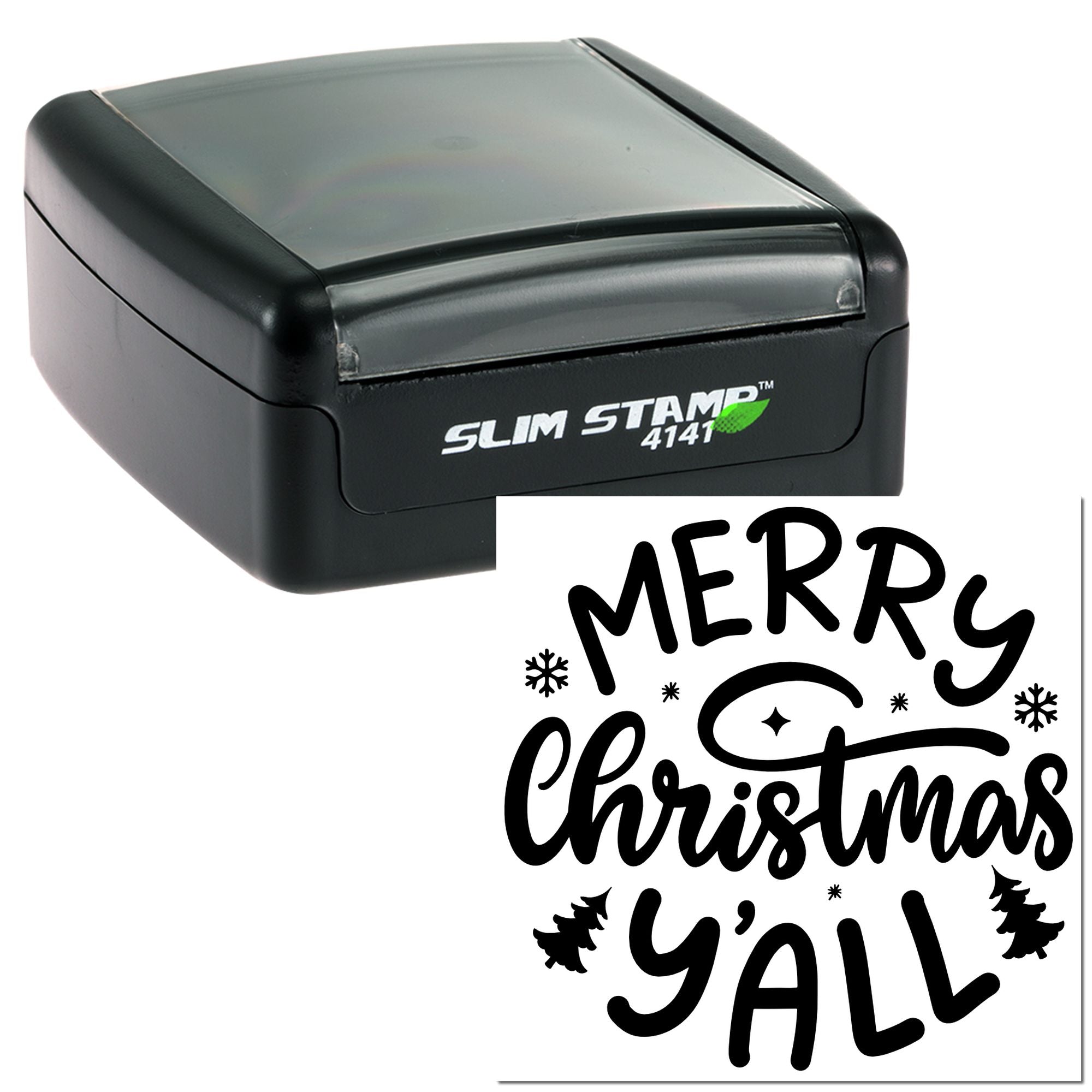 Slim Stamp 4141 self-inking rubber stamp with Merry Christmas Yall holiday imprint design