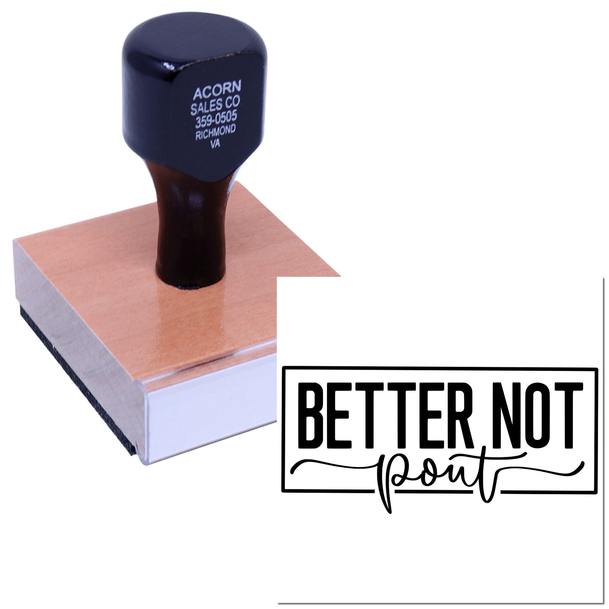 Custom rubber stamp with Better Not Count design, showing a clear stamped impression for branding or crafts.
