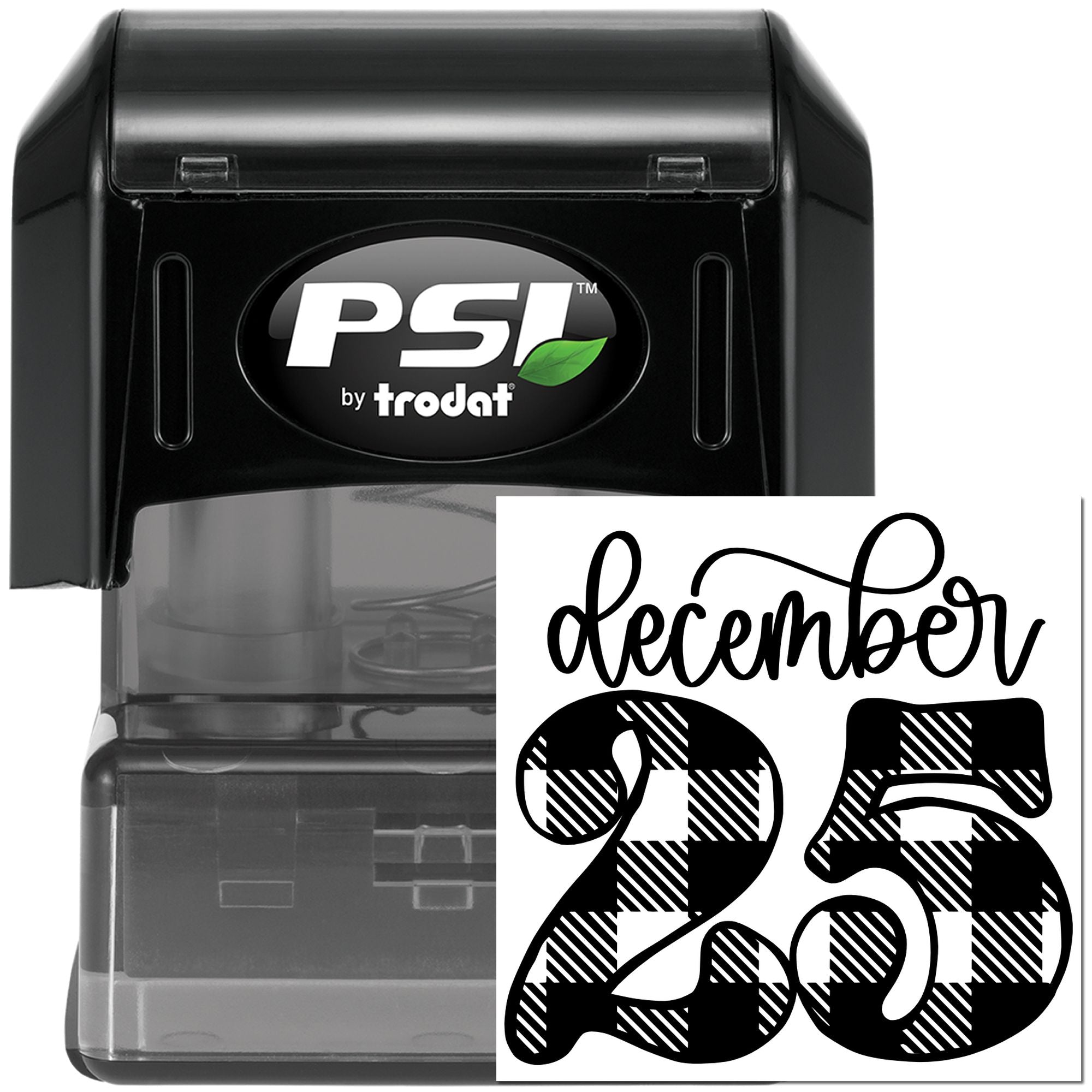PSI by Trodat self-inking rubber date stamp with December 2025 insert for office document marking
