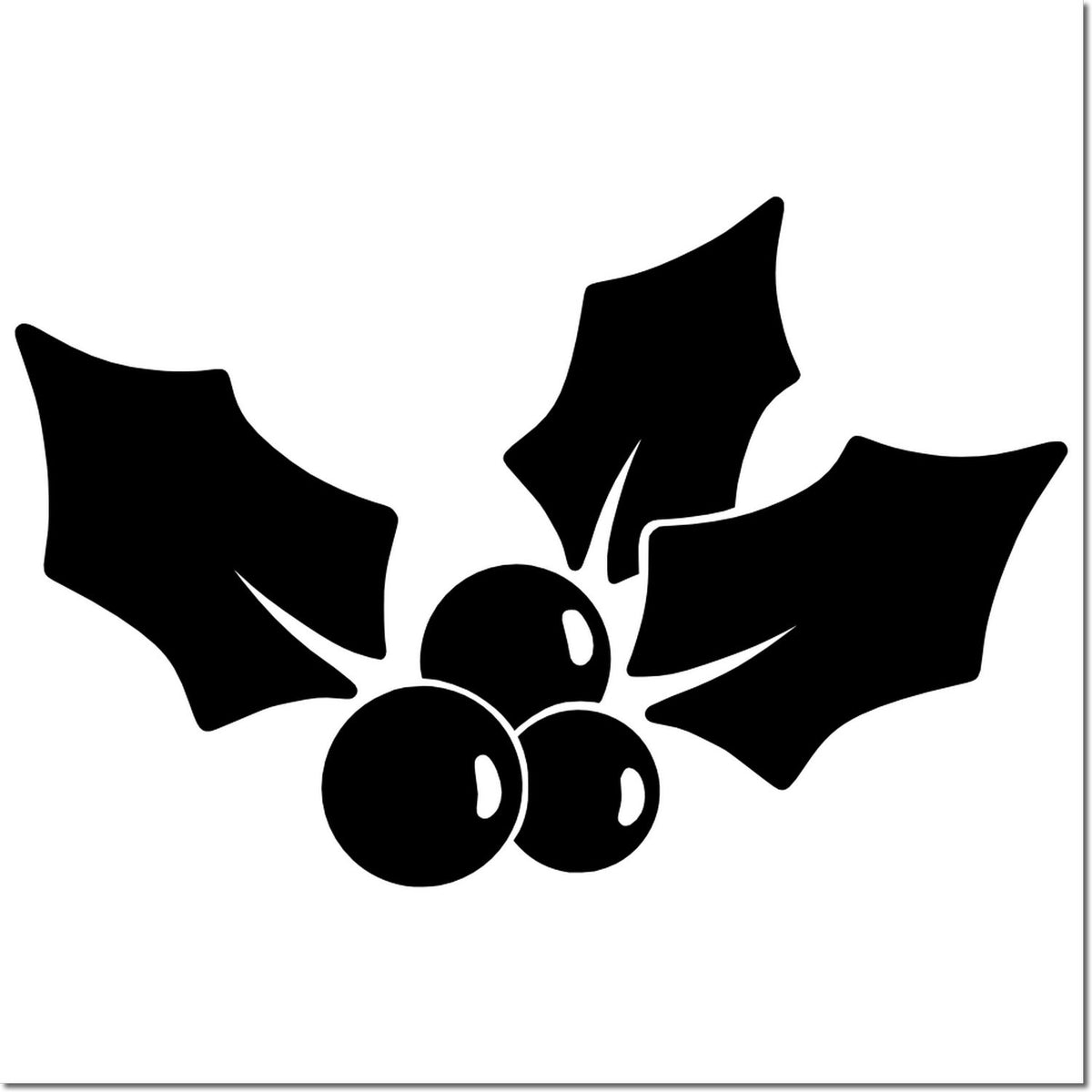 Holly leaves and berries rubber stamp design for Christmas cards, holiday crafts, and seasonal decor
