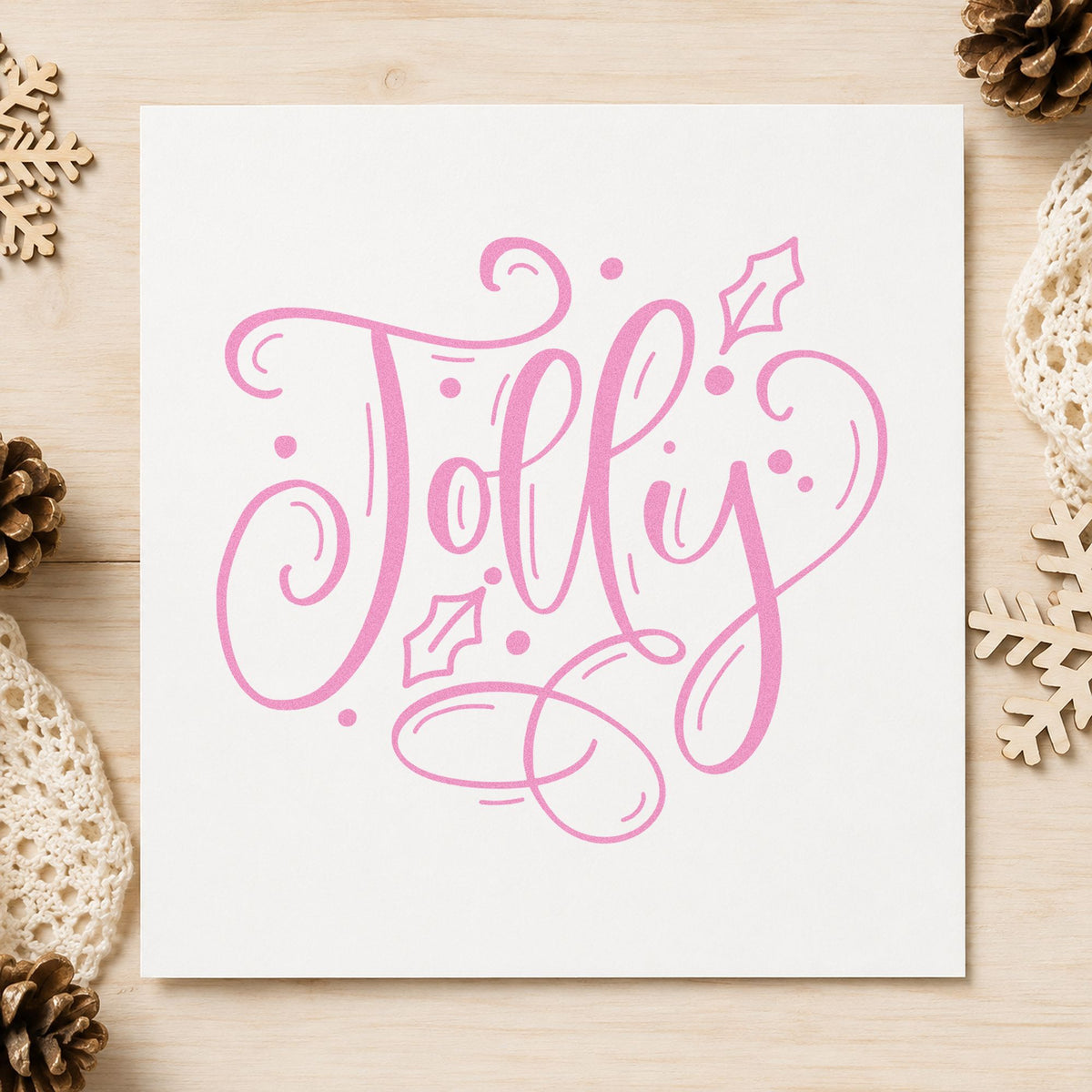 Jolly With Holly Rubber Stamp – Duo Hand in use 10
