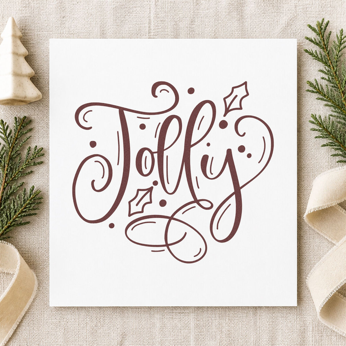 Jolly With Holly Rubber Stamp – Duo Hand in use 4