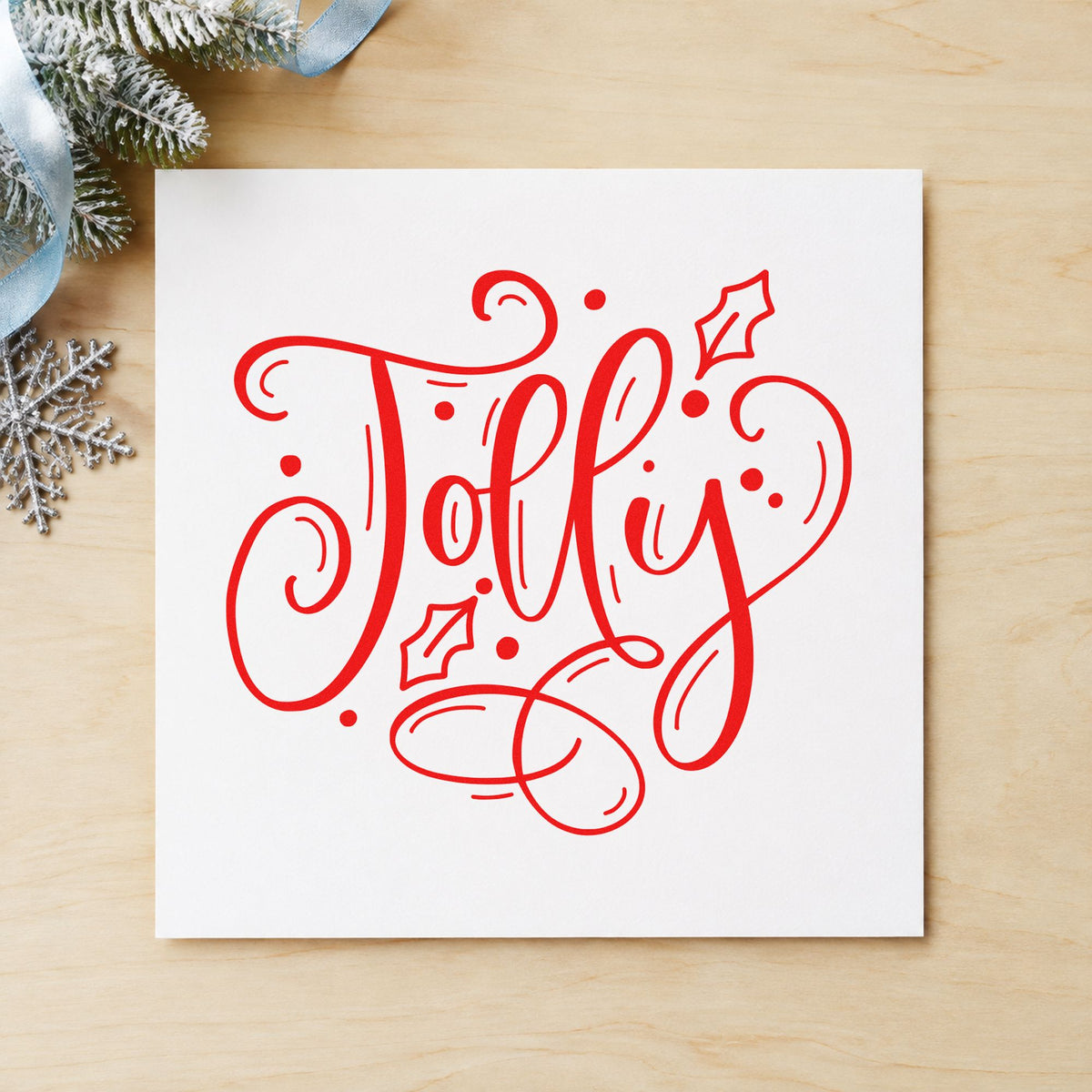 Jolly With Holly Rubber Stamp – Duo Hand in use 7