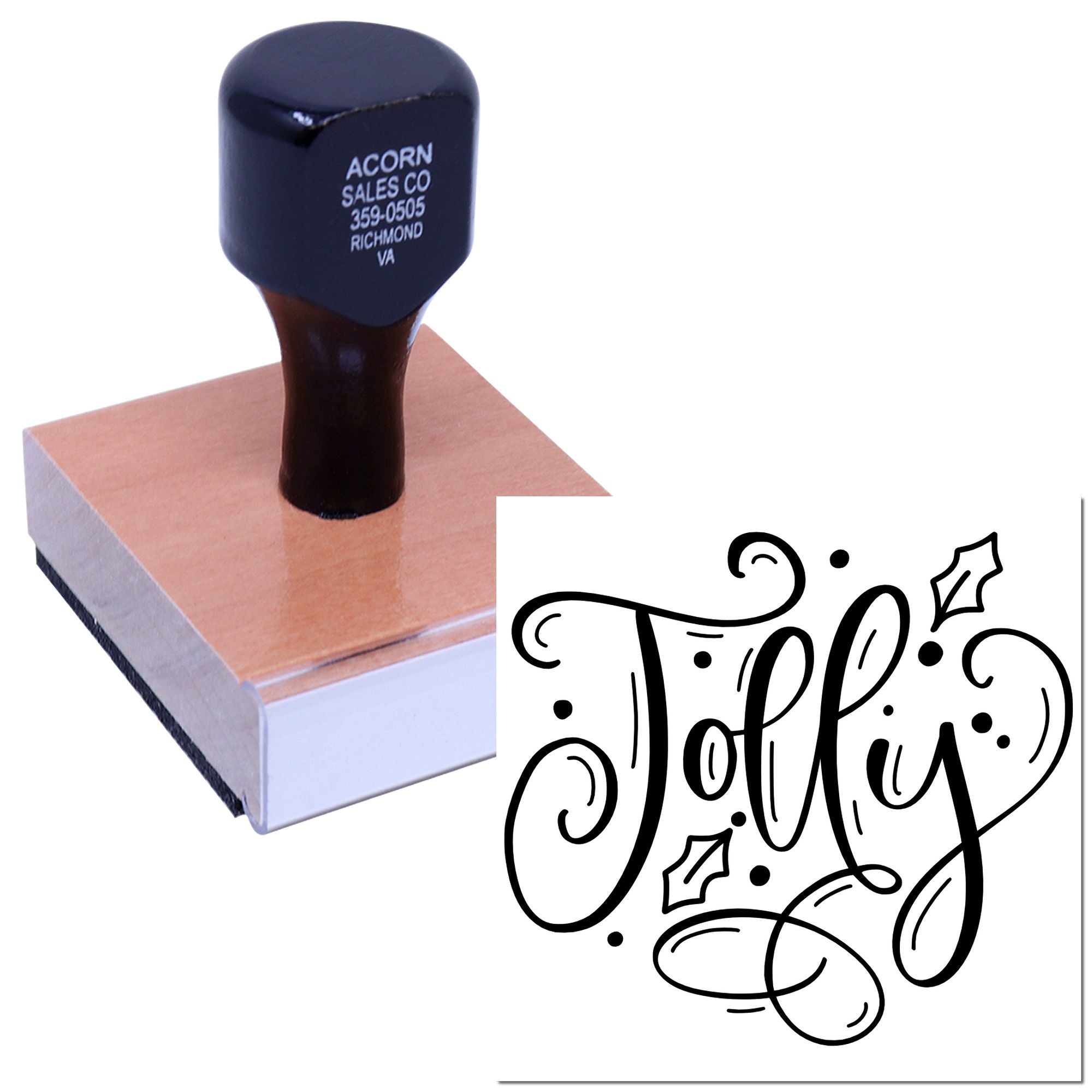 Custom holiday rubber stamp with decorative Toppin design for branding, cards, packaging, and crafts.
