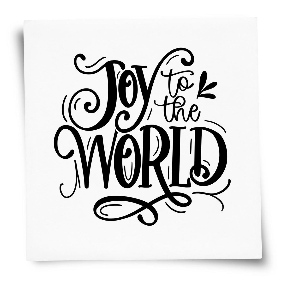 Joy to the World decorative holiday rubber stamp design with elegant hand-lettered Christmas typography