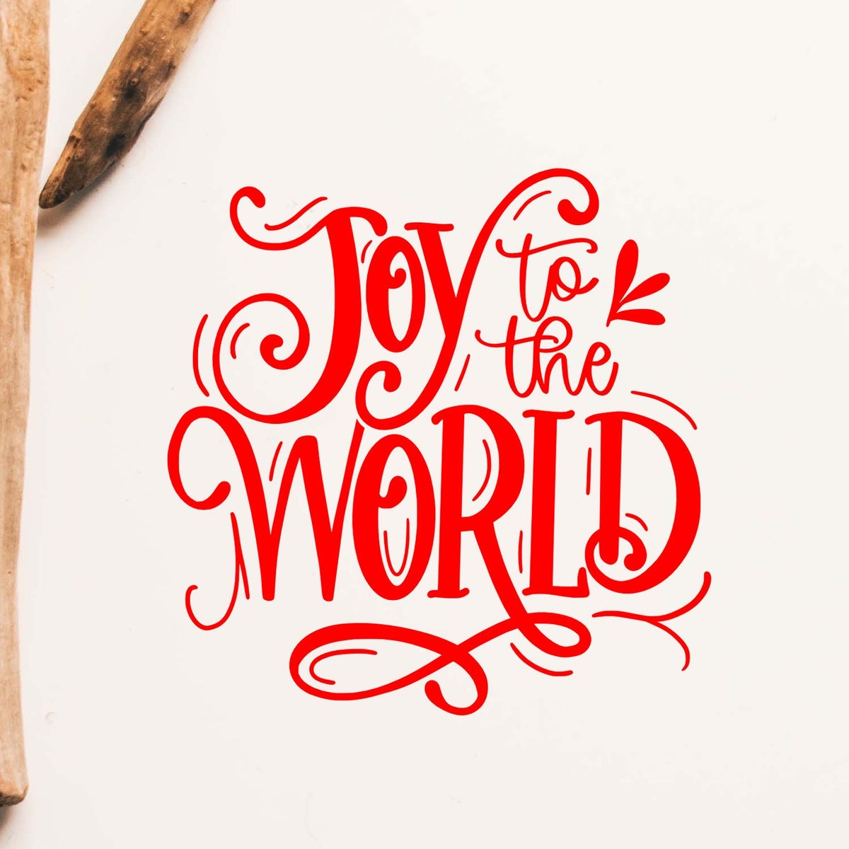 Joy to the World decorative red rubber stamp design for Christmas cards, holiday crafts, and festive paper projects