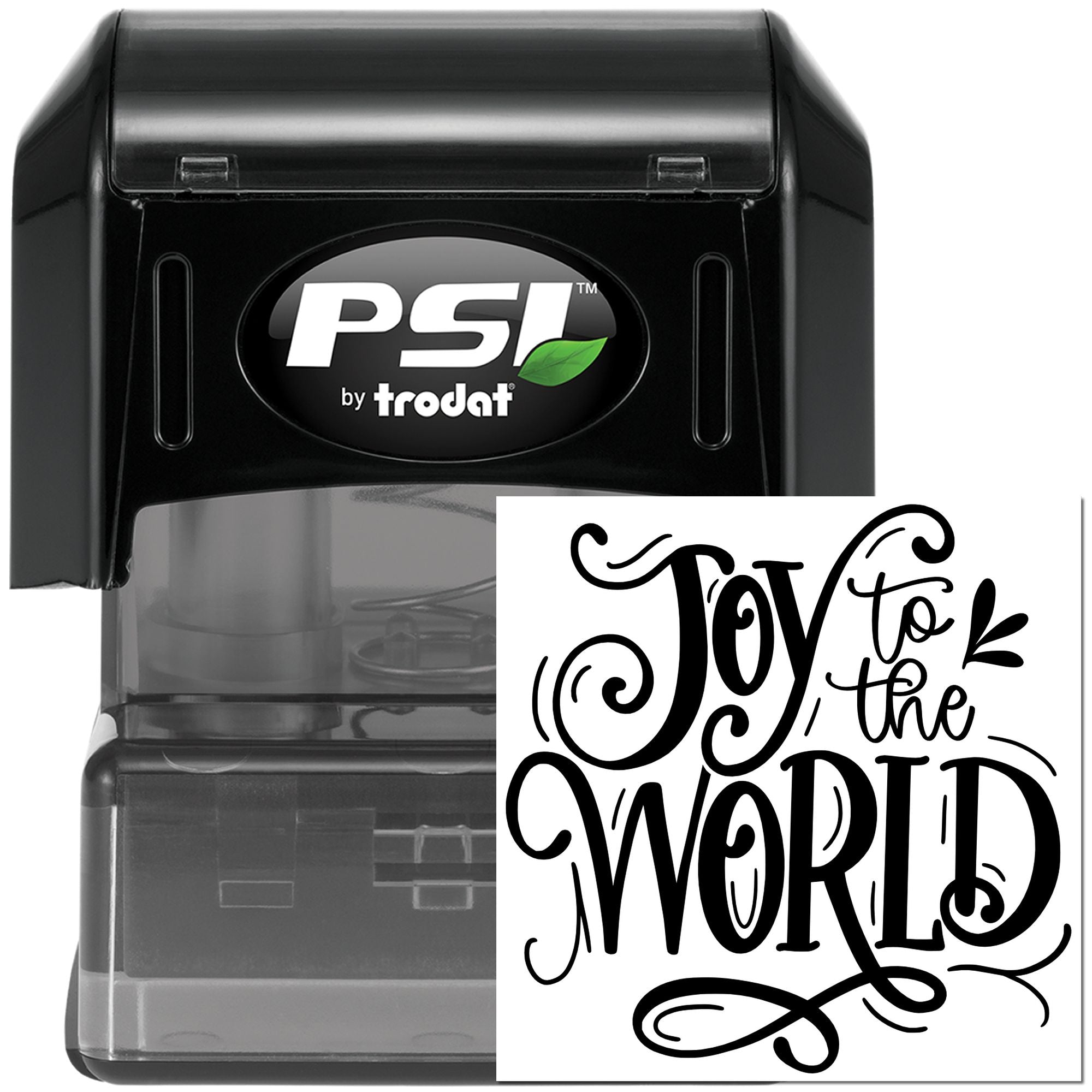PSI by Trodat self-inking rubber stamp with Joy to the World holiday design for crafting, cards, and seasonal stamping
