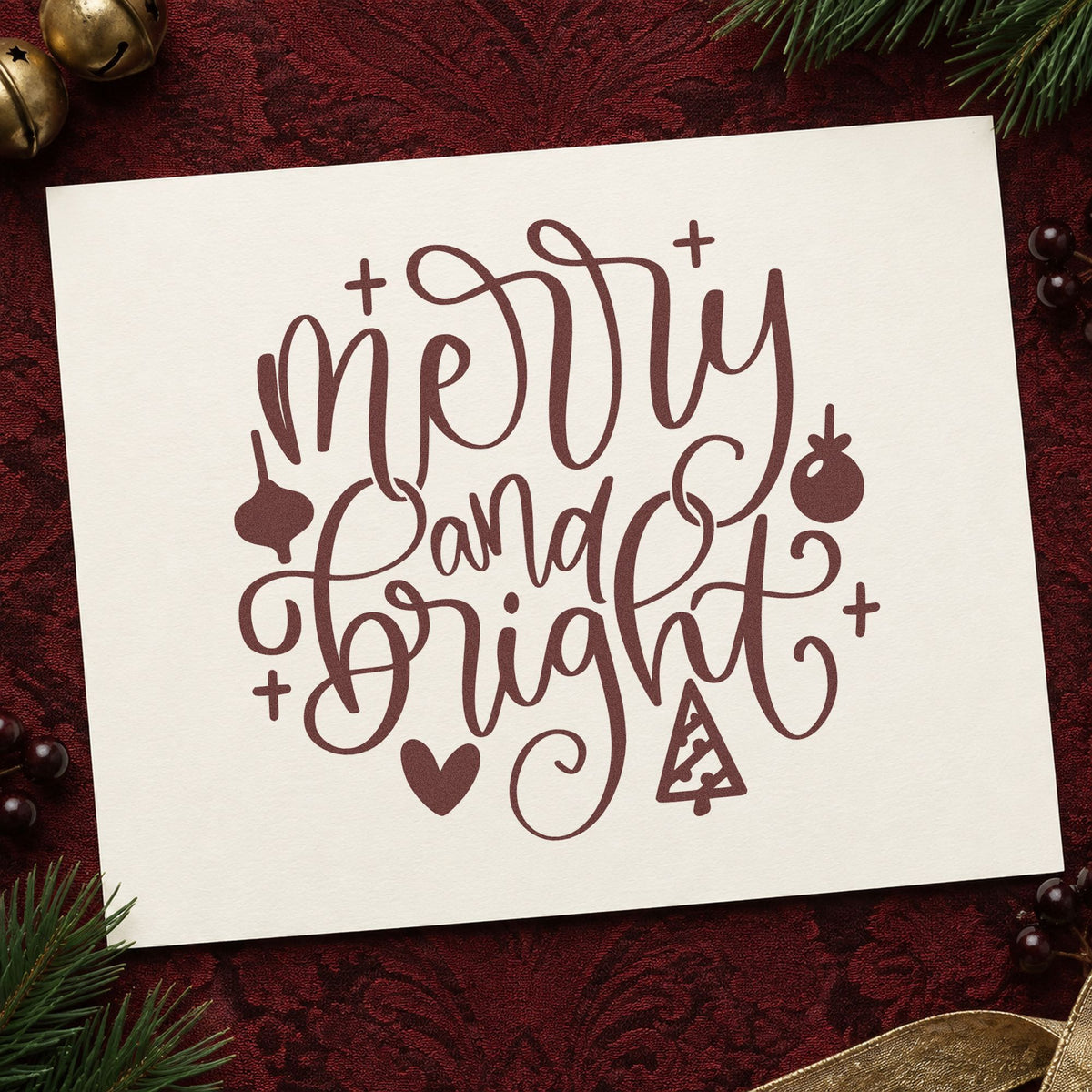Merry And Bright Ornaments Stamp – Wood Handle in use 4