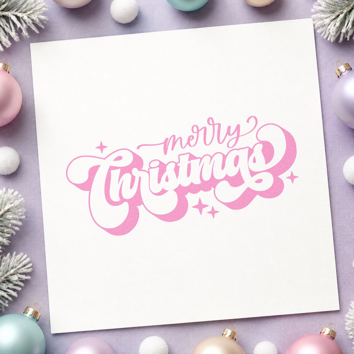 Merry Christmas Shadow Script Lettering Slim Pre-Inked Stamp in use 10