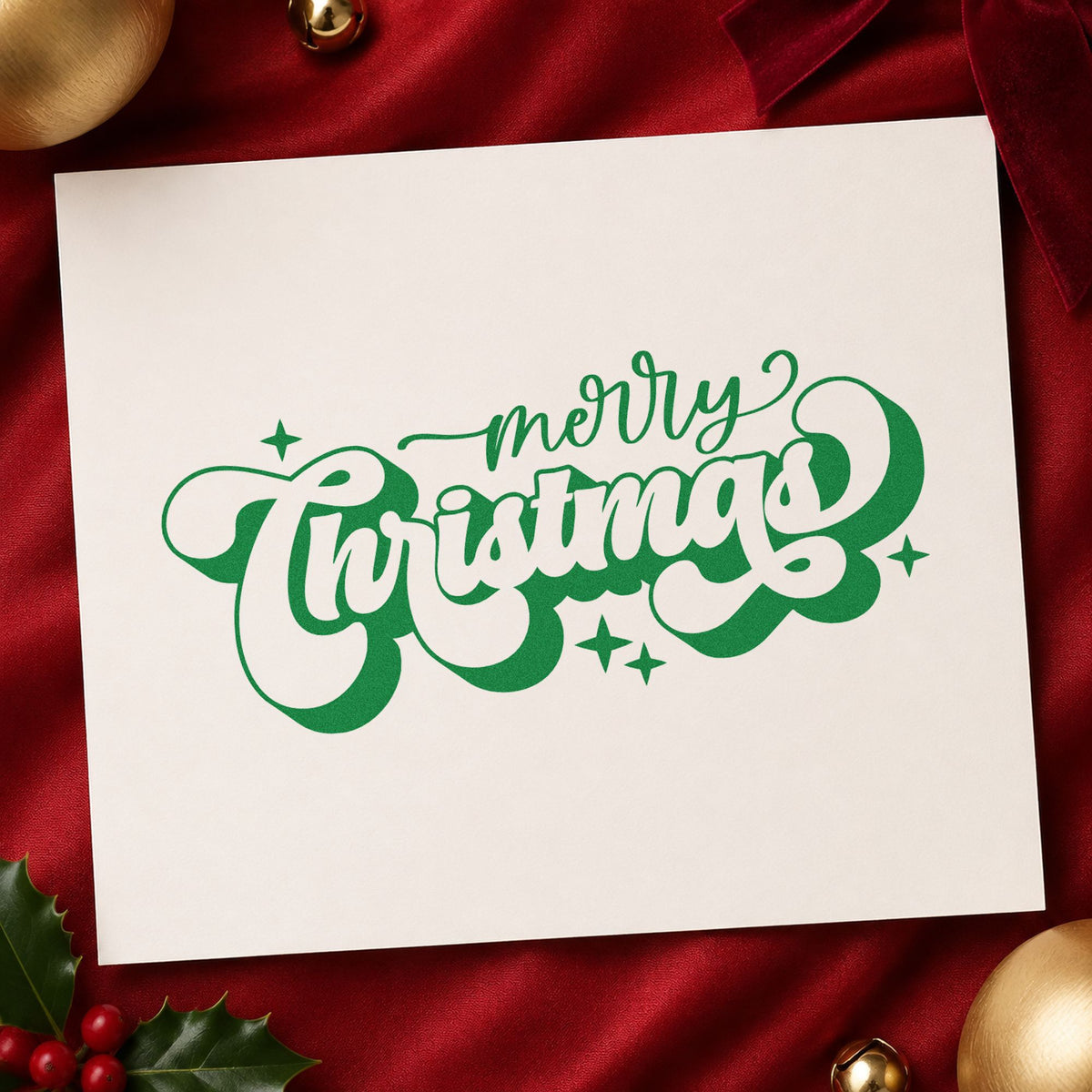Merry Christmas Shadow Script Lettering Duo Hand Stamp in use 6