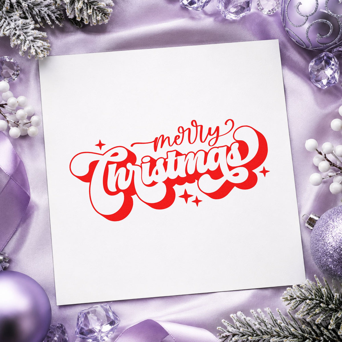 Merry Christmas Shadow Script Lettering Slim Pre-Inked Stamp in use 7