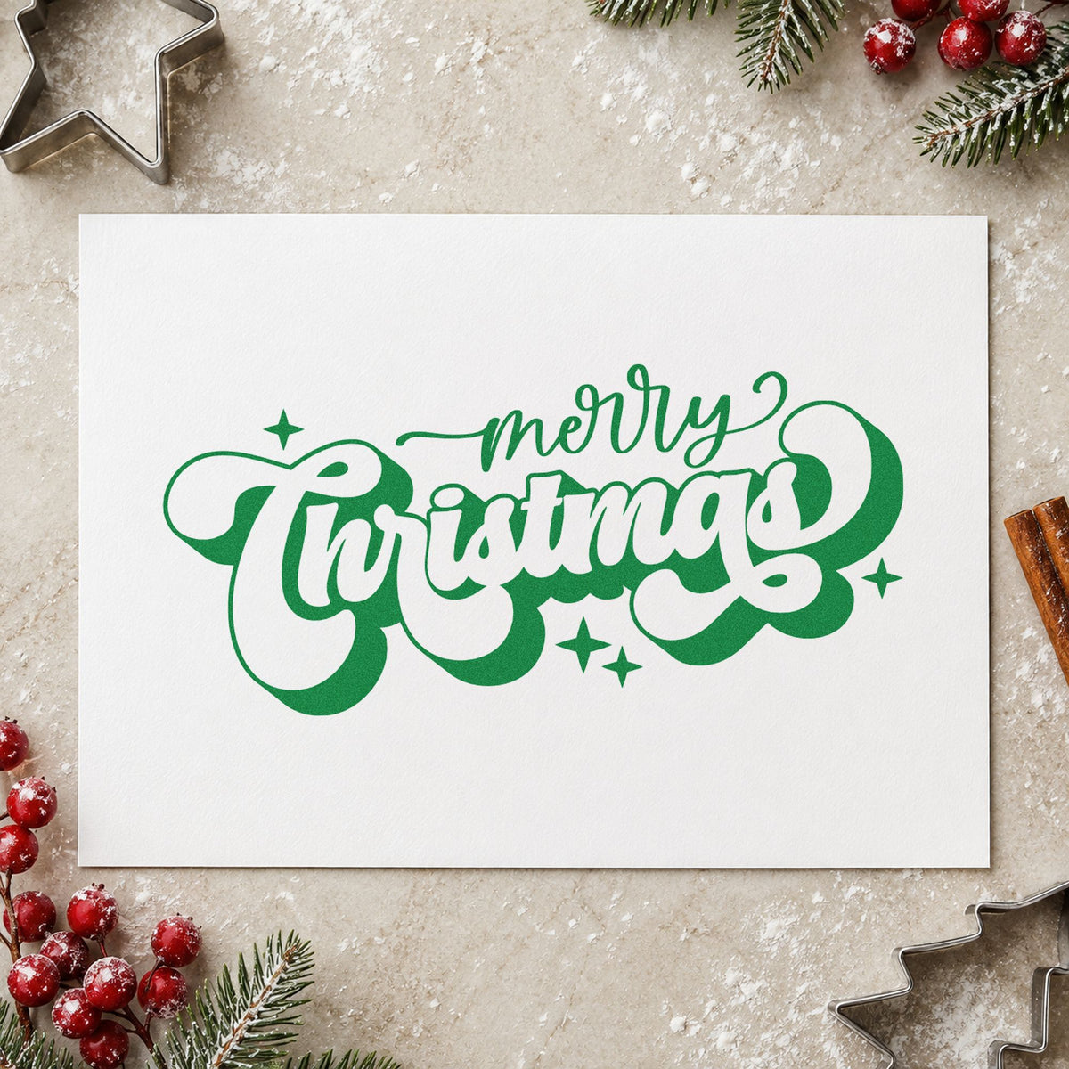 Merry Christmas Shadow Script Lettering Duo Hand Stamp in use 8