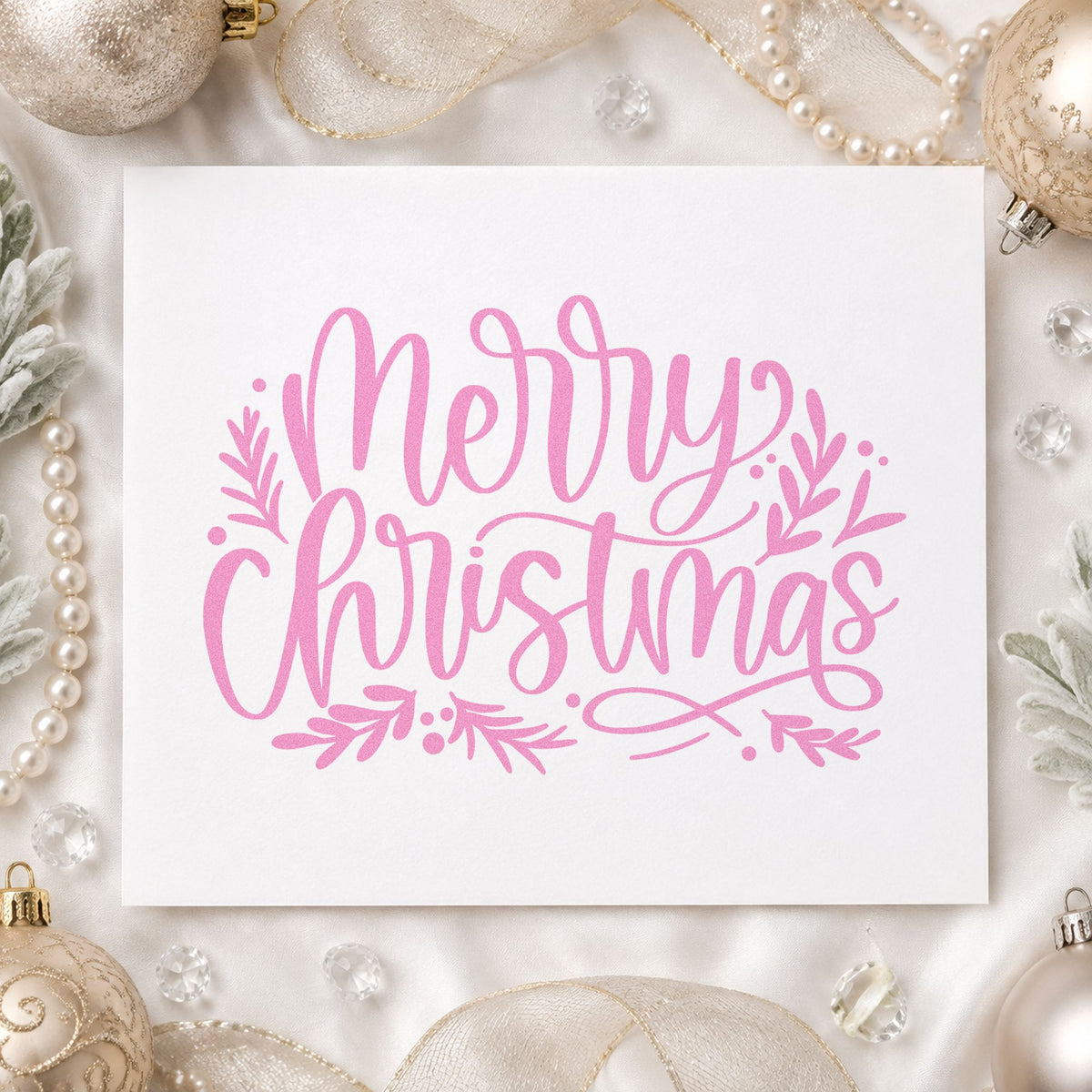 Merry Christmas Leaf Flourishes Leafy Branches Self-Inking Stamp in use 10