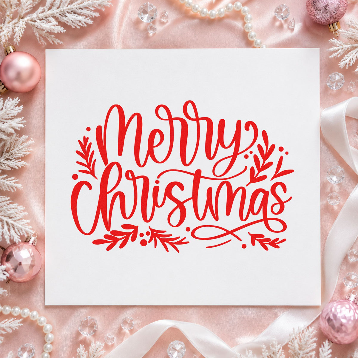 Merry Christmas Leaf Flourishes Leafy Branches Self-Inking Stamp in use 7