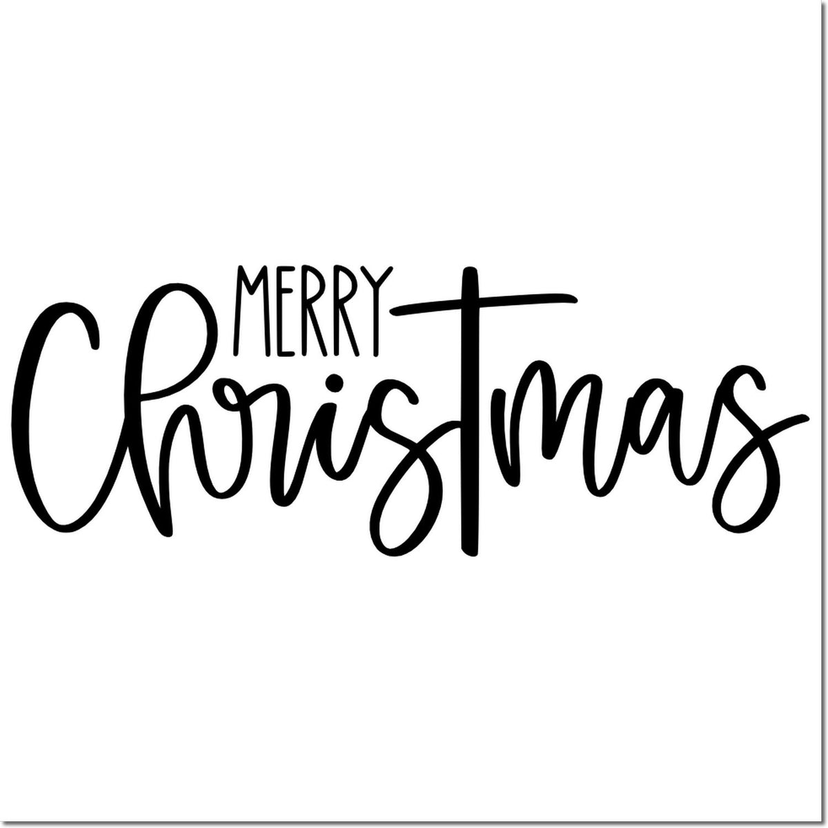 Merry Christmas rubber stamp design in bold script for holiday cards and crafts