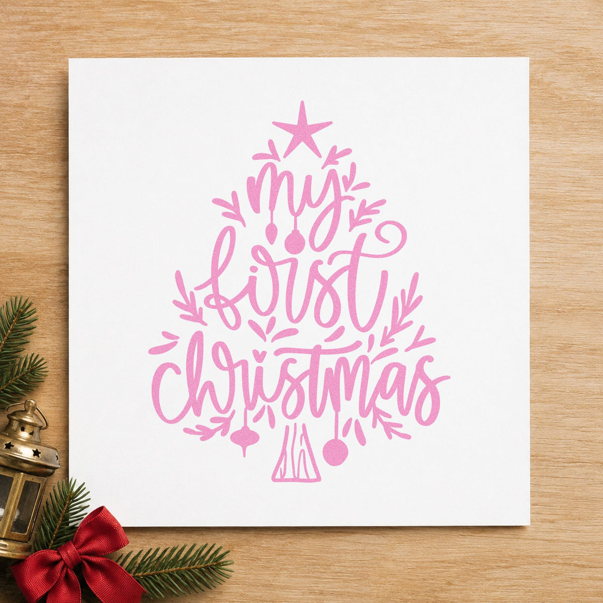 My First Christmas Tree Rubber Stamp – Duo Hand in use 10