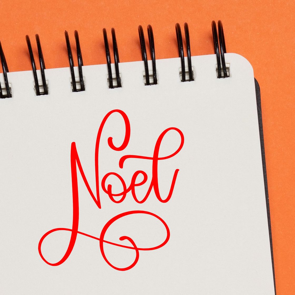 Red Noel script rubber stamp for Christmas card making and holiday crafts