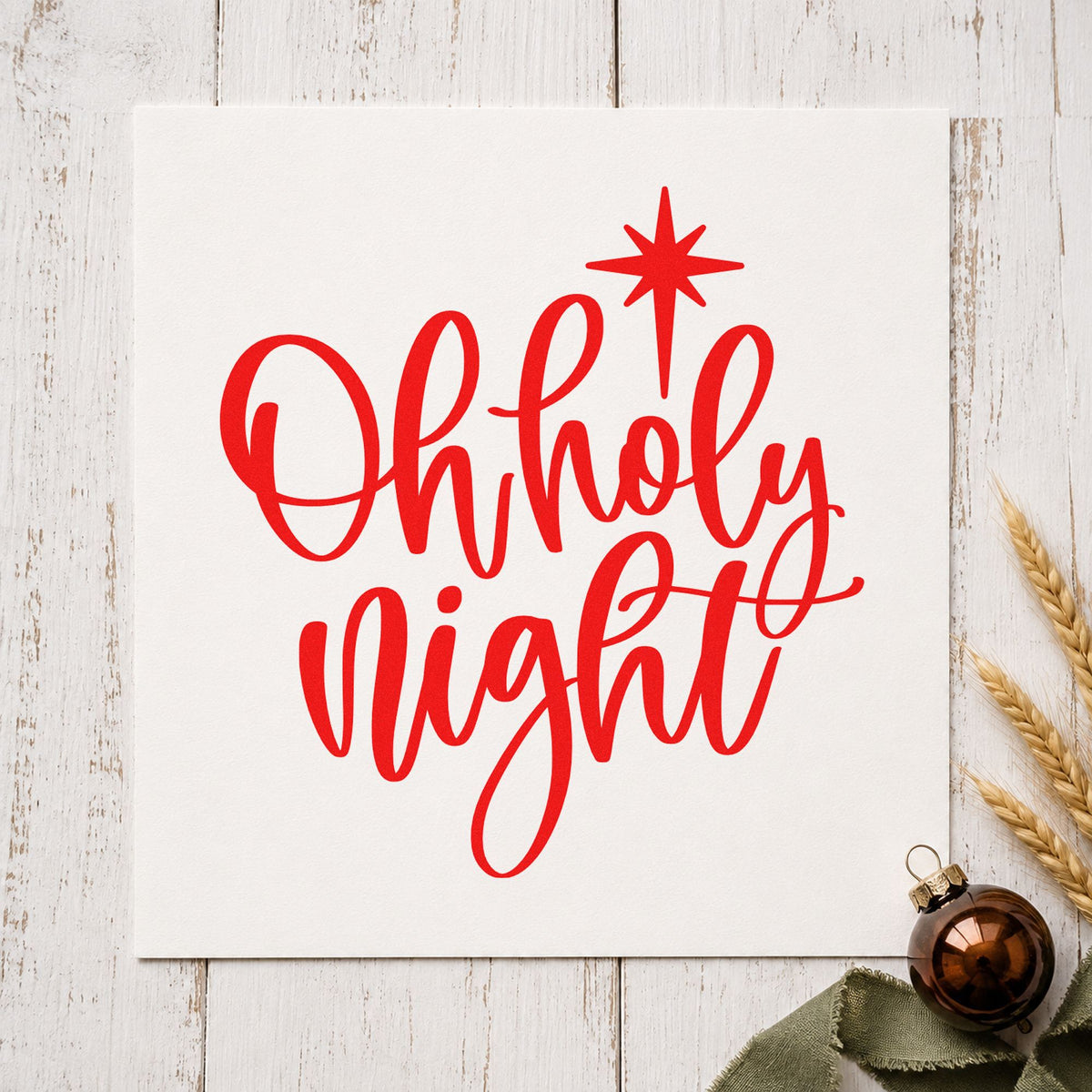Oh Holy Night Star craft stamp in red ink on cardstock, an easy option for concert dress ink.