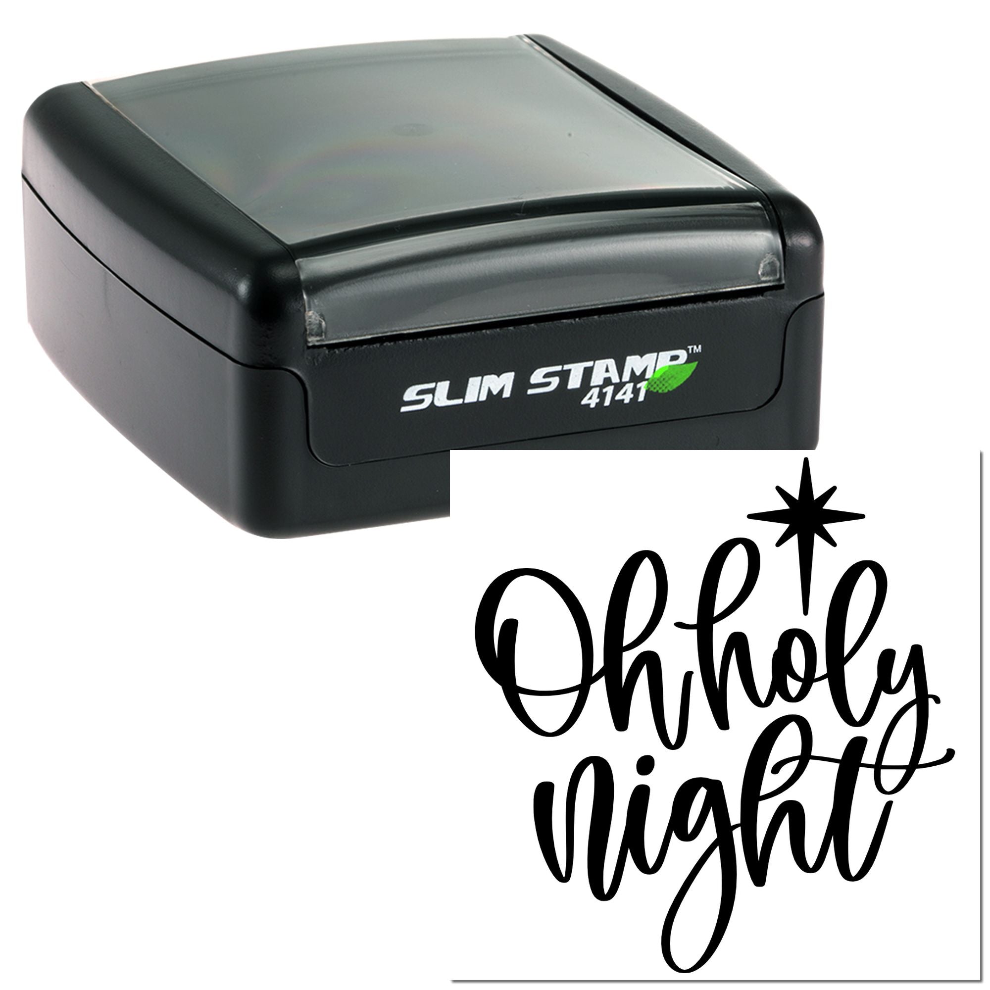 Slim Stamp 4141 self-inking rubber stamp with Oh Holy Night Christmas design for festive card making and crafts.