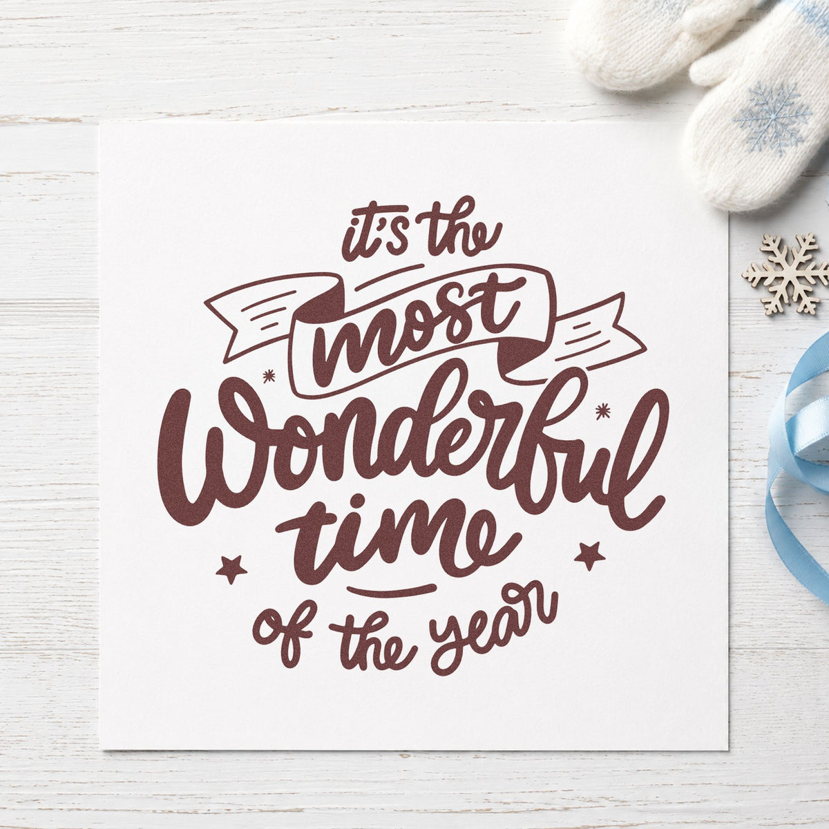 Most Wonderful Time Of Year Wood-Mounted Rubber Stamp in use 4