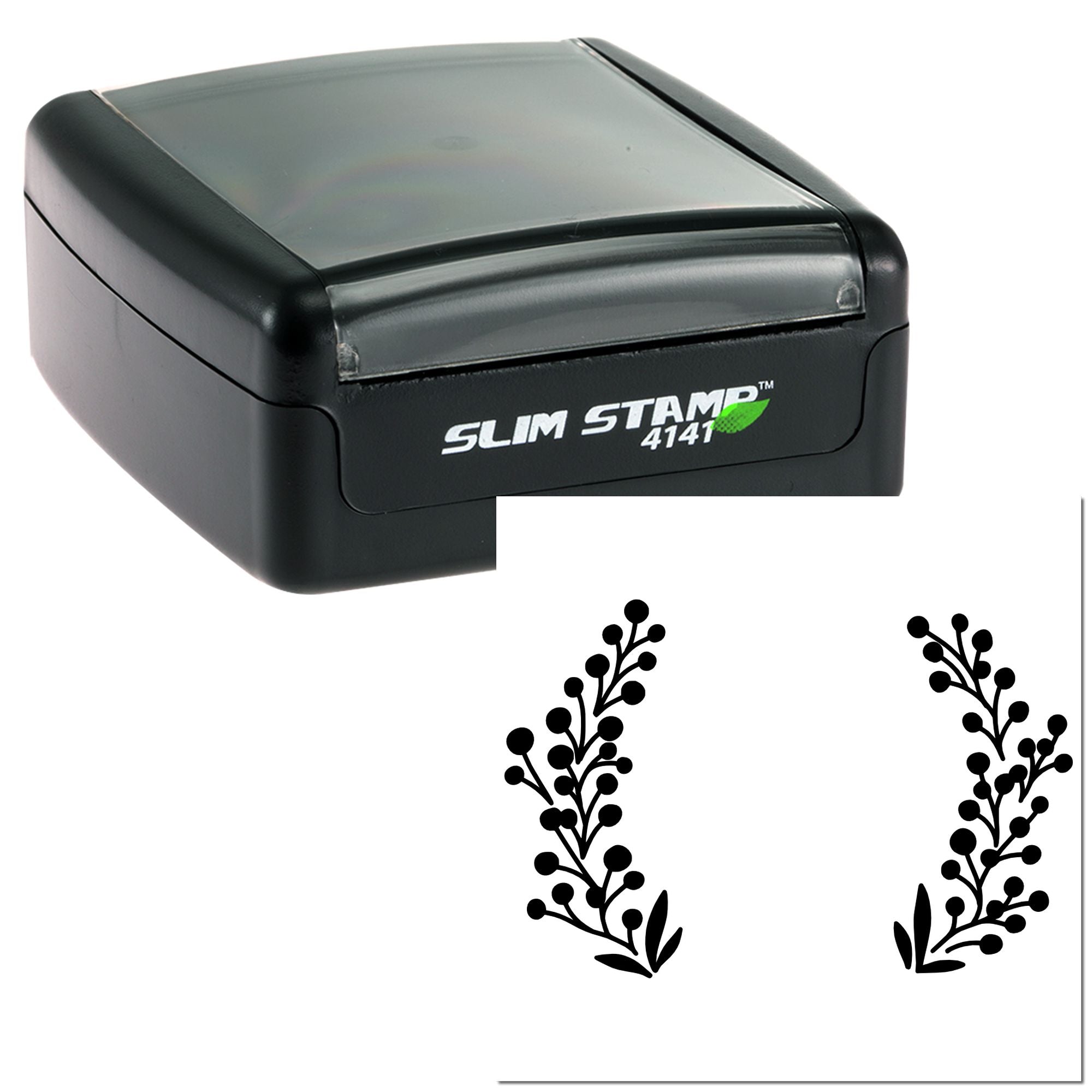 Slim Stamp 4141 self-inking rubber stamp with botanical branch design for custom paper impressions