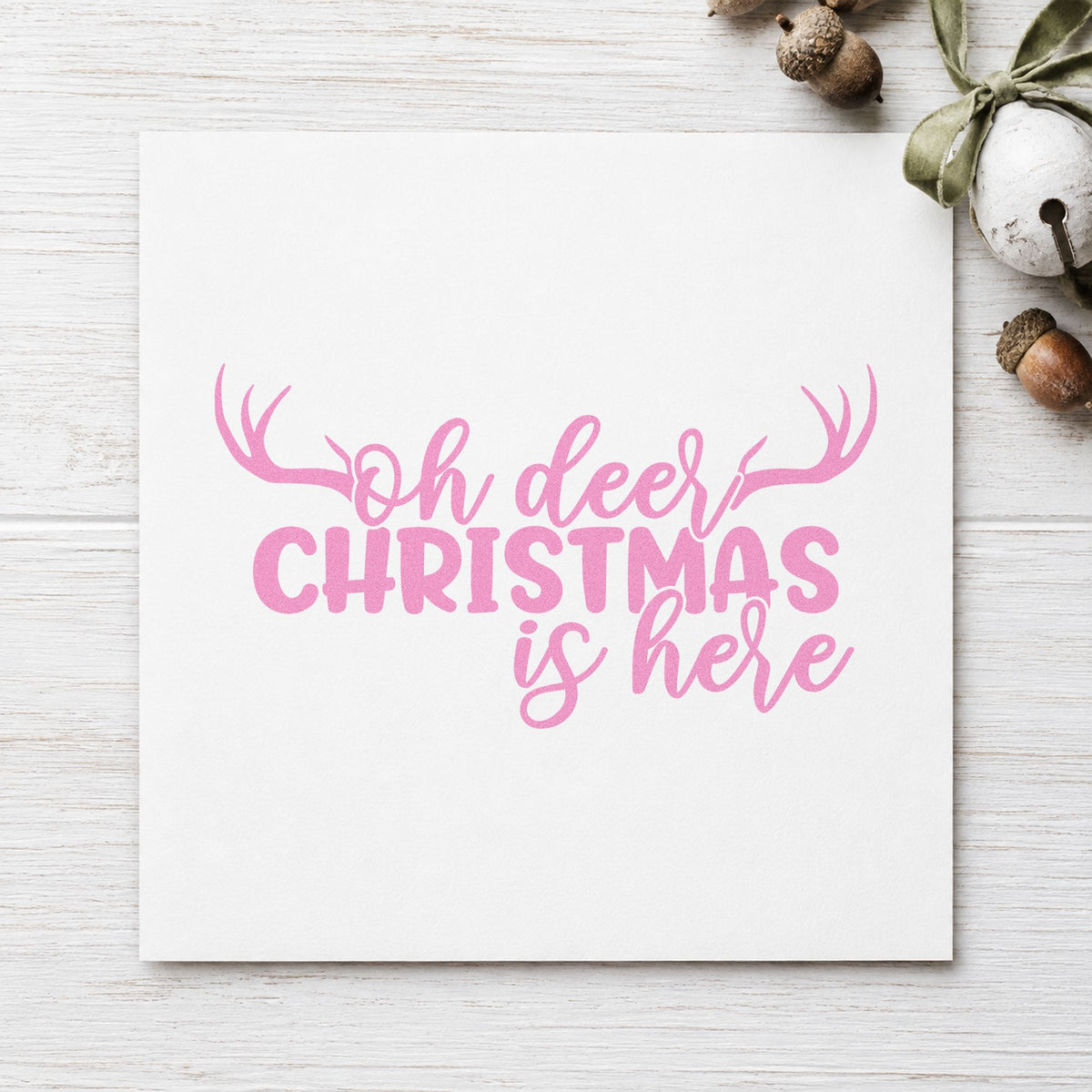 Oh Deer Christmas Is Here Wood Handle Stamp in use 10